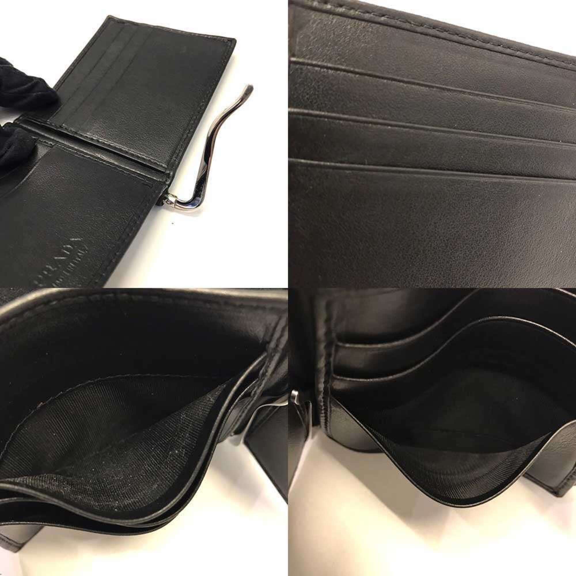 Prada Prada Money Clip Leather Black Bi-fold Wallet Triangle 2M1077 PRADA Size ONE SIZE - 5 Thumbnail