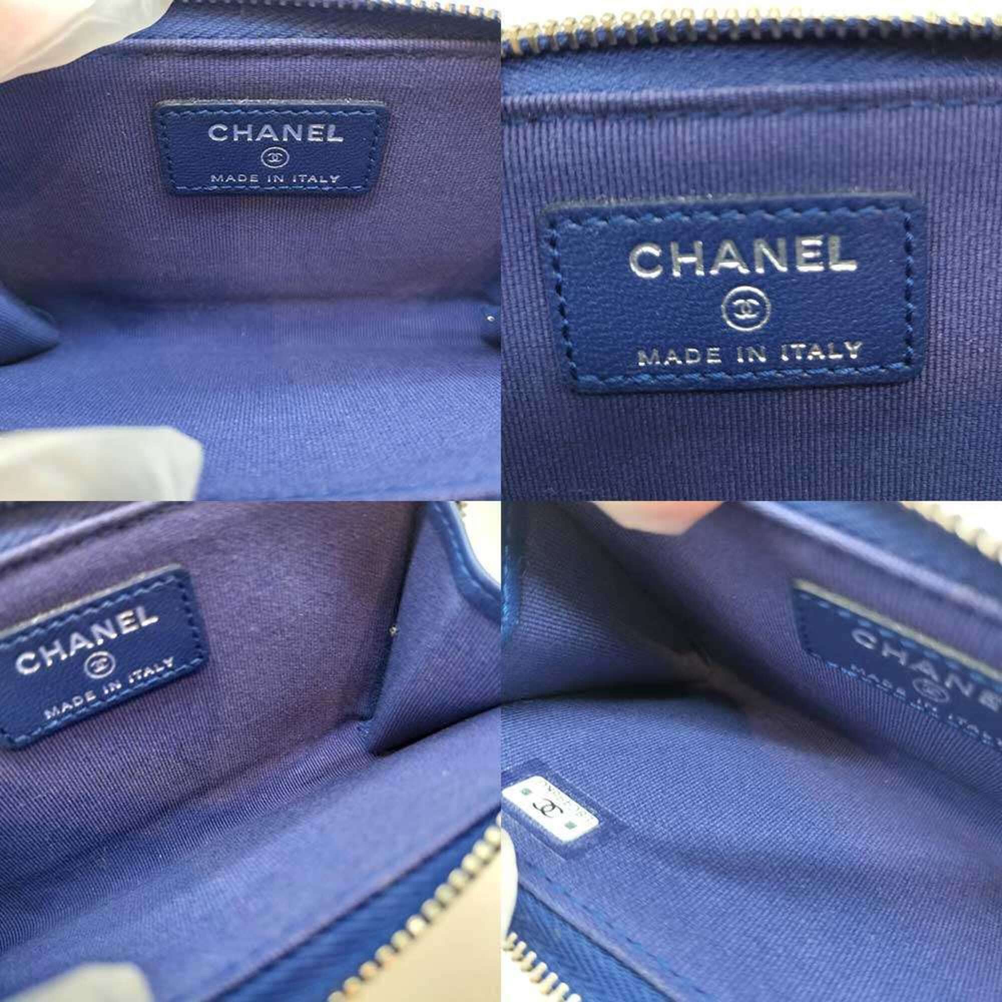 Chanel Chanel Matelassé Fragment Case Coin Purse Card Holder Blue Lambskin Women's CHANEL Size ONE SIZE - 4 Thumbnail