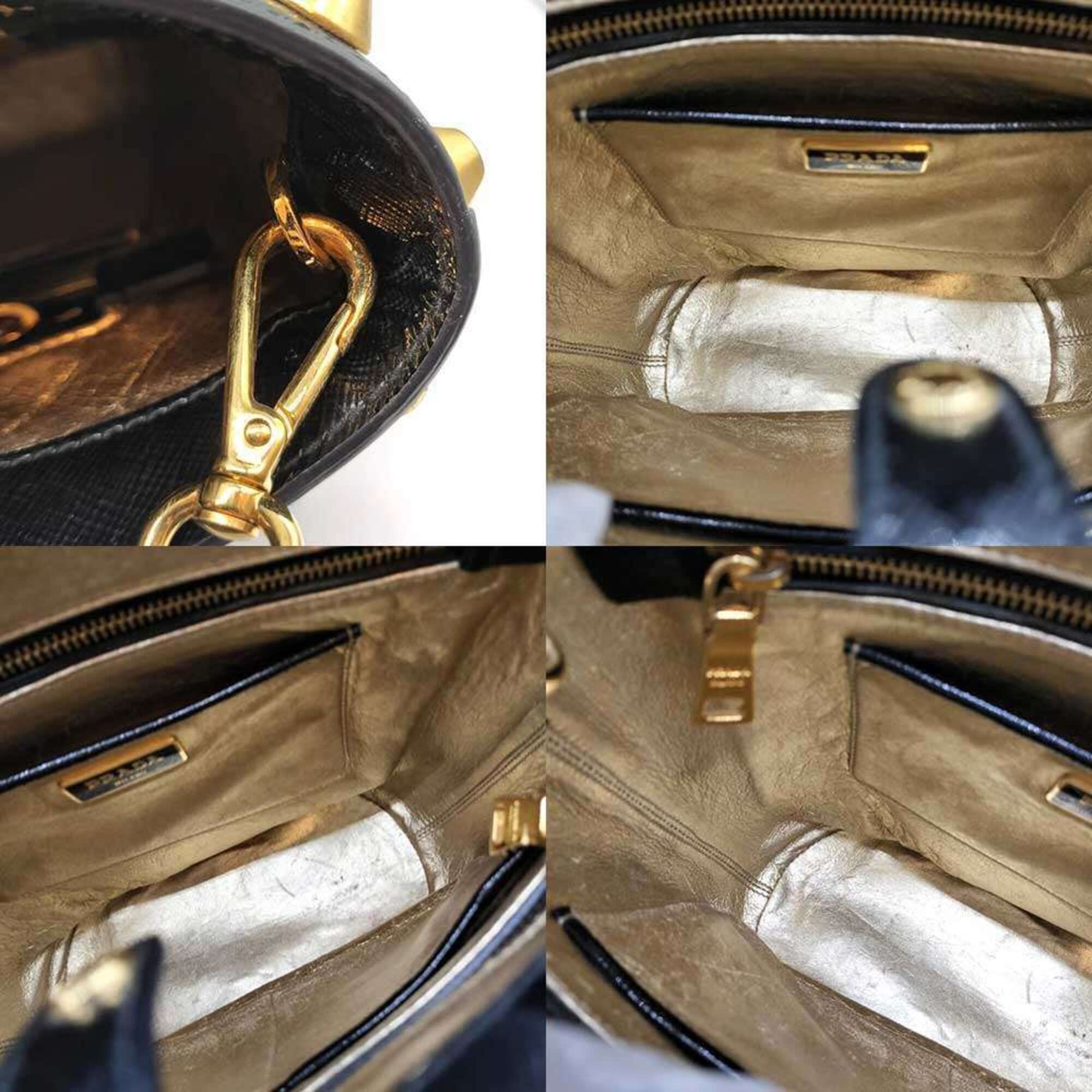 Prada Prada handbag, shoulder bag, 2-way bucket tote black, studded, Saffiano leather, women's. PRADA Size ONE SIZE - 7 Thumbnail
