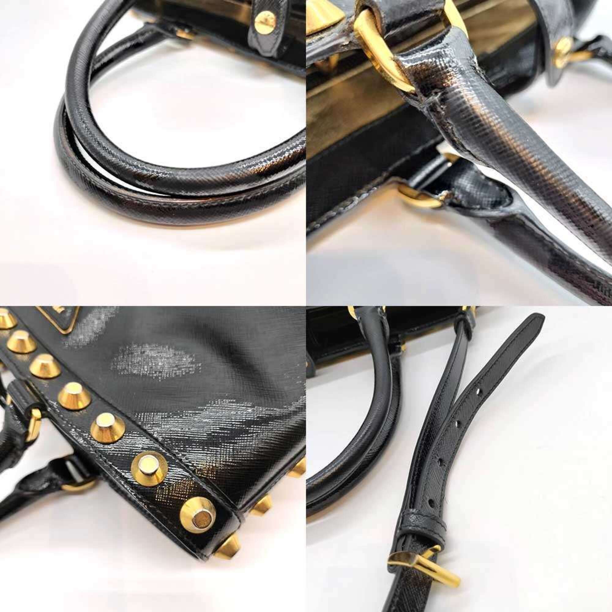 Prada Prada handbag, shoulder bag, 2-way bucket tote black, studded, Saffiano leather, women's. PRADA Size ONE SIZE - 6 Thumbnail