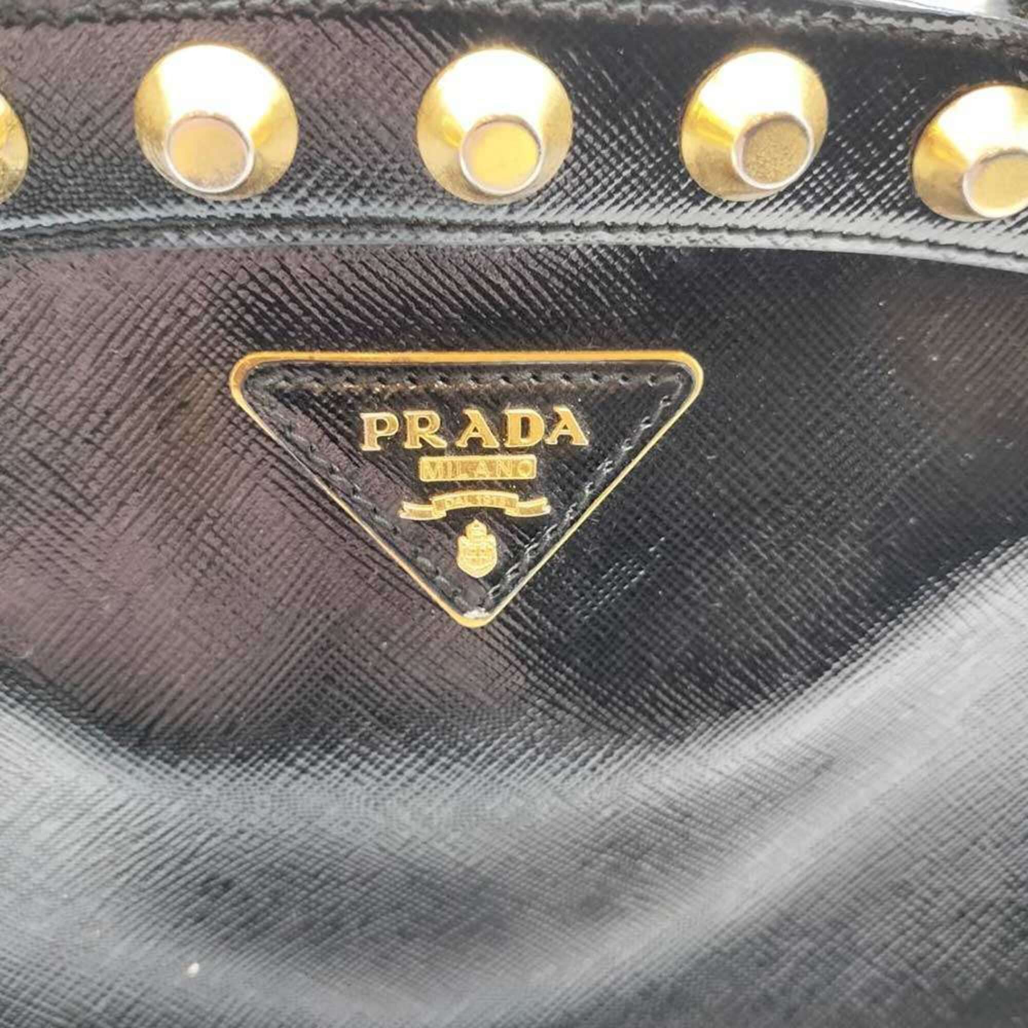 Prada Prada handbag, shoulder bag, 2-way bucket tote black, studded, Saffiano leather, women's. PRADA Size ONE SIZE - 4 Thumbnail