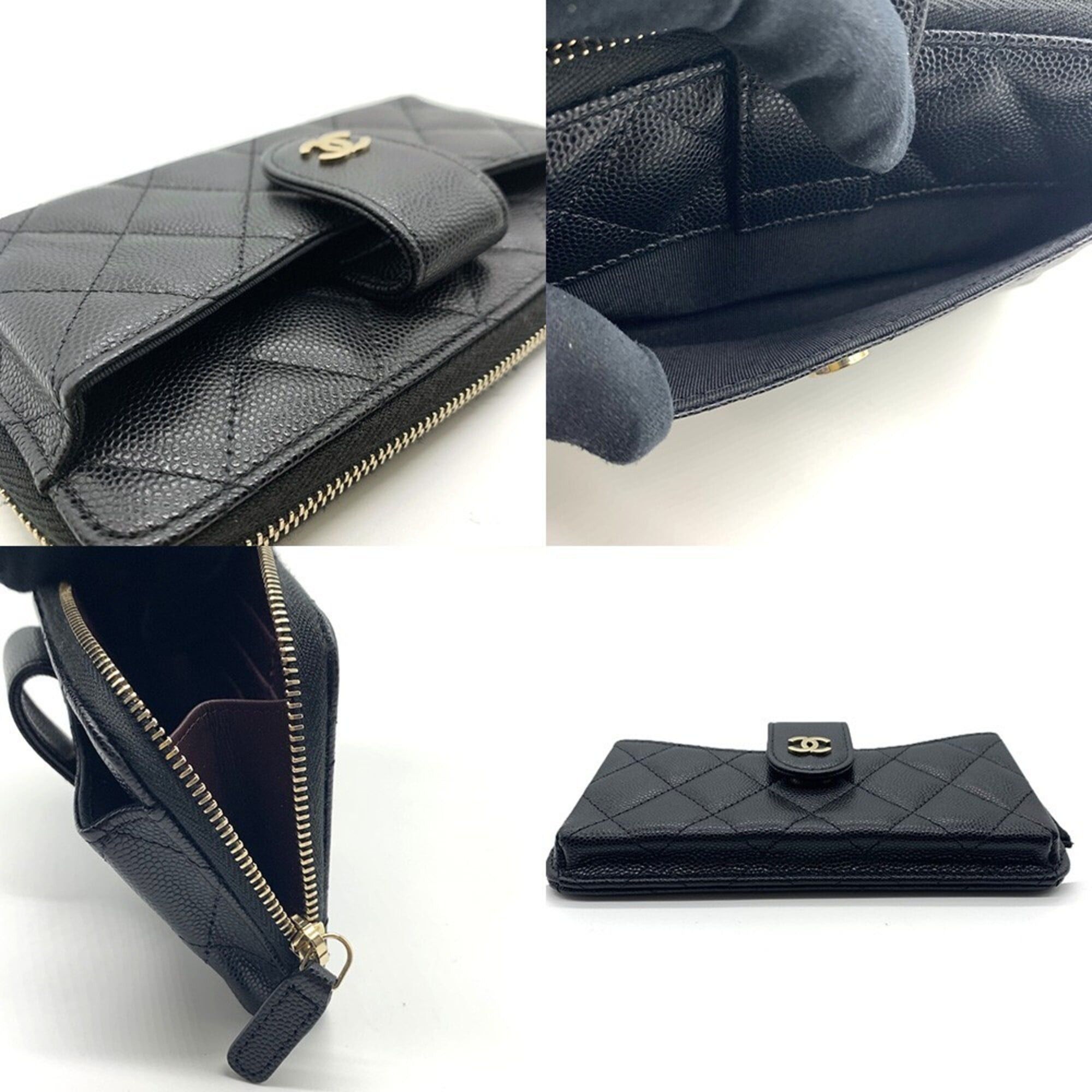 Chanel Chanel Caviar Skin Phone Card Case Timeless Classic 3 Black Matelassé CHANEL Size ONE SIZE - 5 Thumbnail