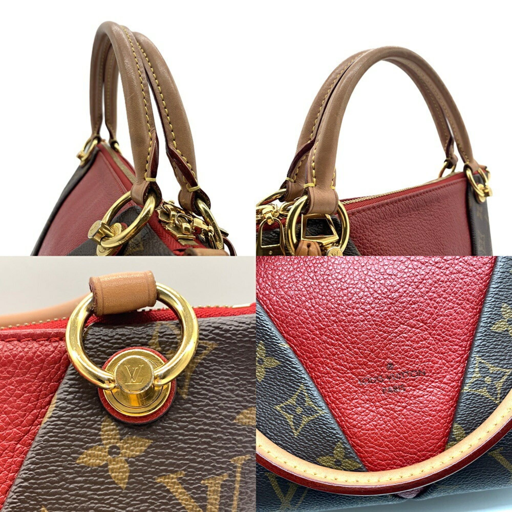 Louis Vuitton Louis Vuitton V Tote BB Monogram Bag Brown/Red M43966 Size ONE SIZE - 5 Thumbnail