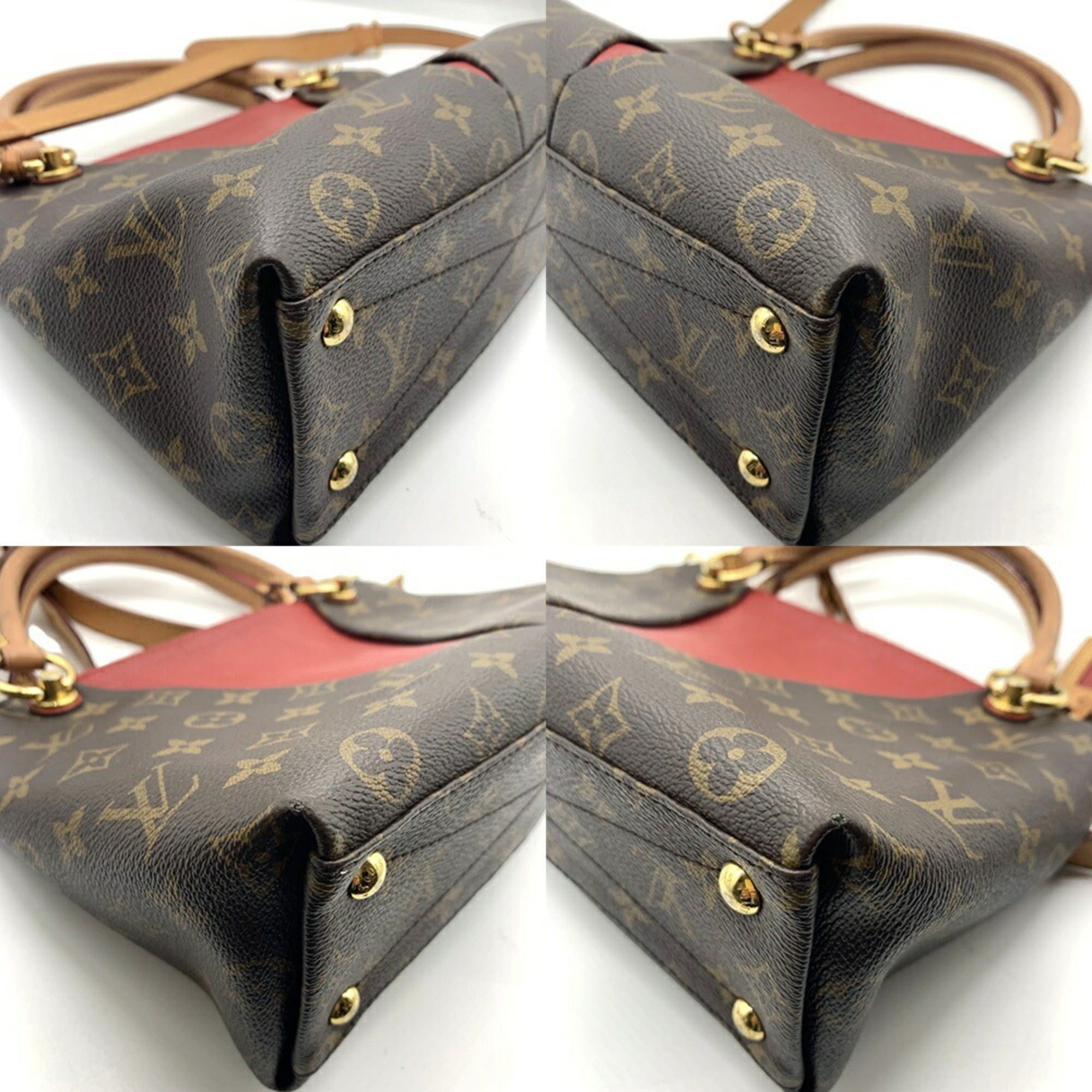 Louis Vuitton Louis Vuitton V Tote BB Monogram Bag Brown/Red M43966 Size ONE SIZE - 3 Thumbnail