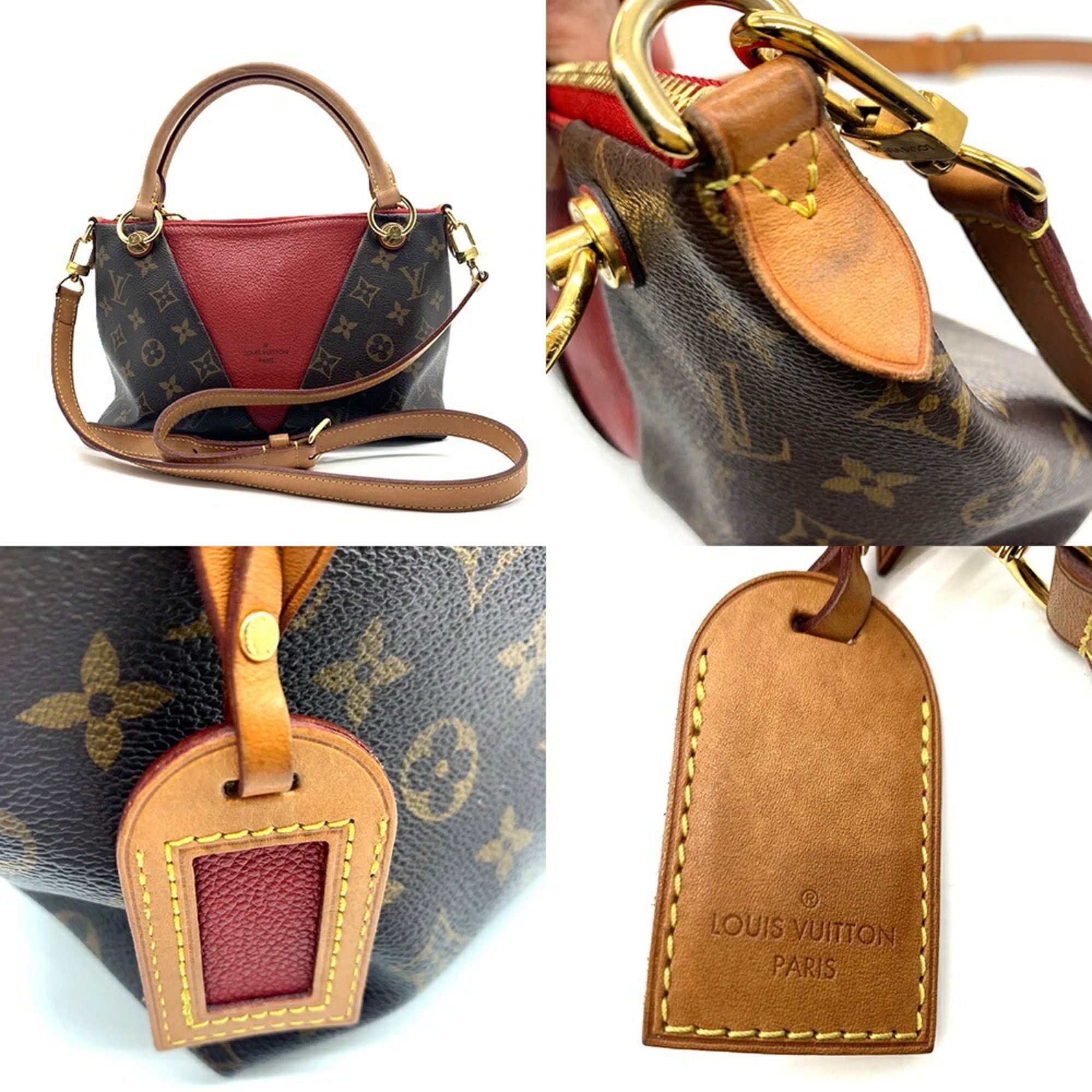 Louis Vuitton Louis Vuitton V Tote BB Monogram Bag Brown/Red M43966 Size ONE SIZE - 9 Thumbnail
