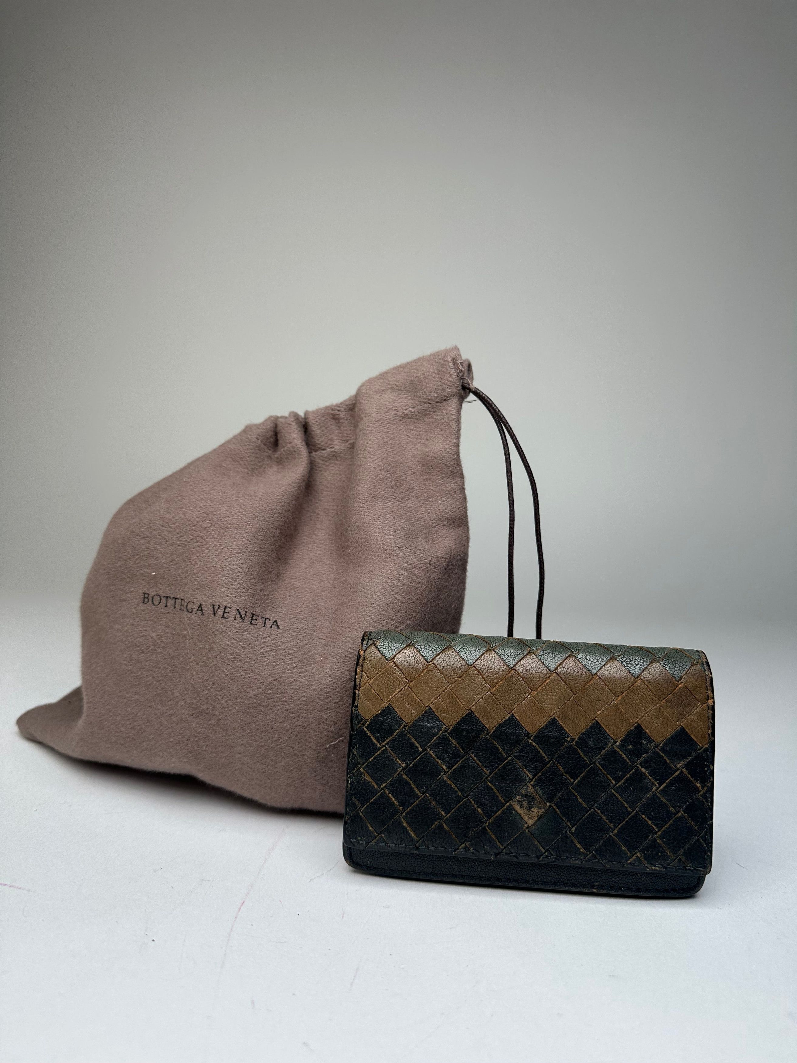 Bottega Veneta Vintage Intrecciato Leather Card Holder Black Brown Size ONE SIZE - 10 Thumbnail