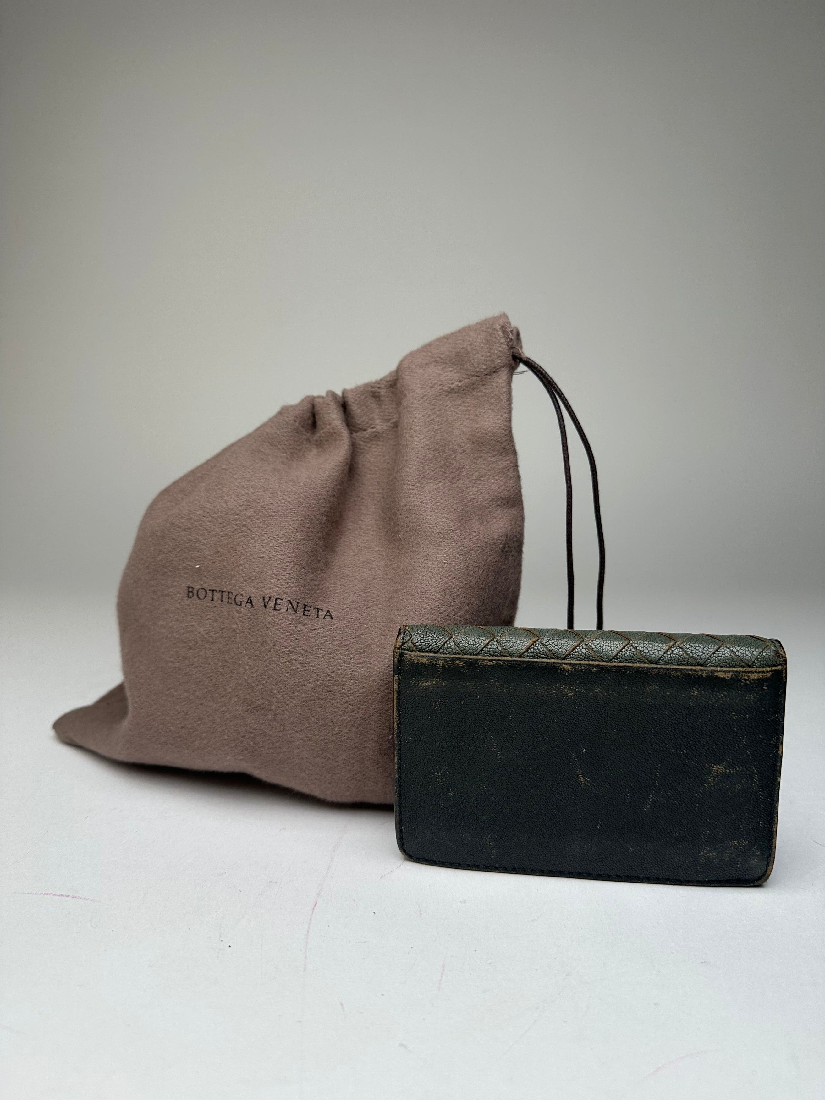 Bottega Veneta Vintage Intrecciato Leather Card Holder Black Brown Size ONE SIZE - 2 Thumbnail