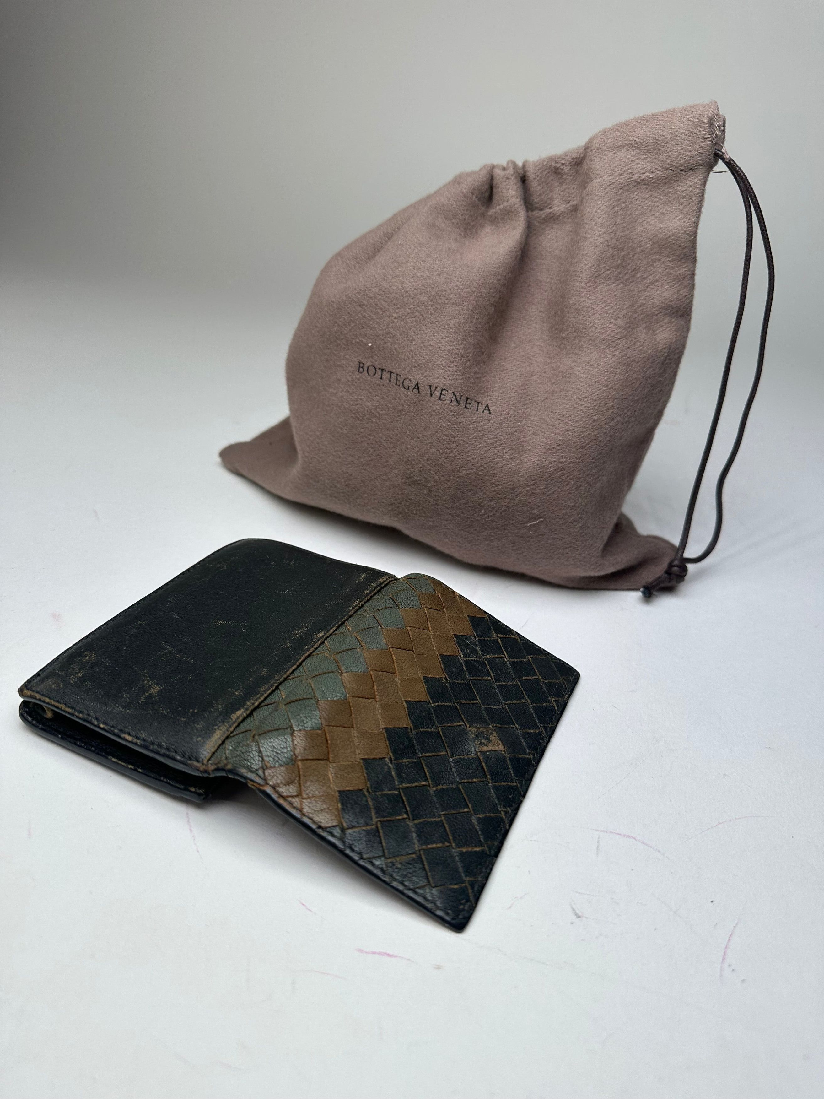 Bottega Veneta Vintage Intrecciato Leather Card Holder Black Brown Size ONE SIZE - 6 Thumbnail
