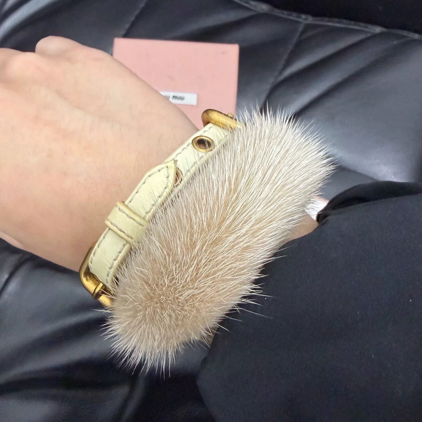 Miu Miu Miu Miu Mink Fur Leather Bracelet Size ONE SIZE - 2 Thumbnail