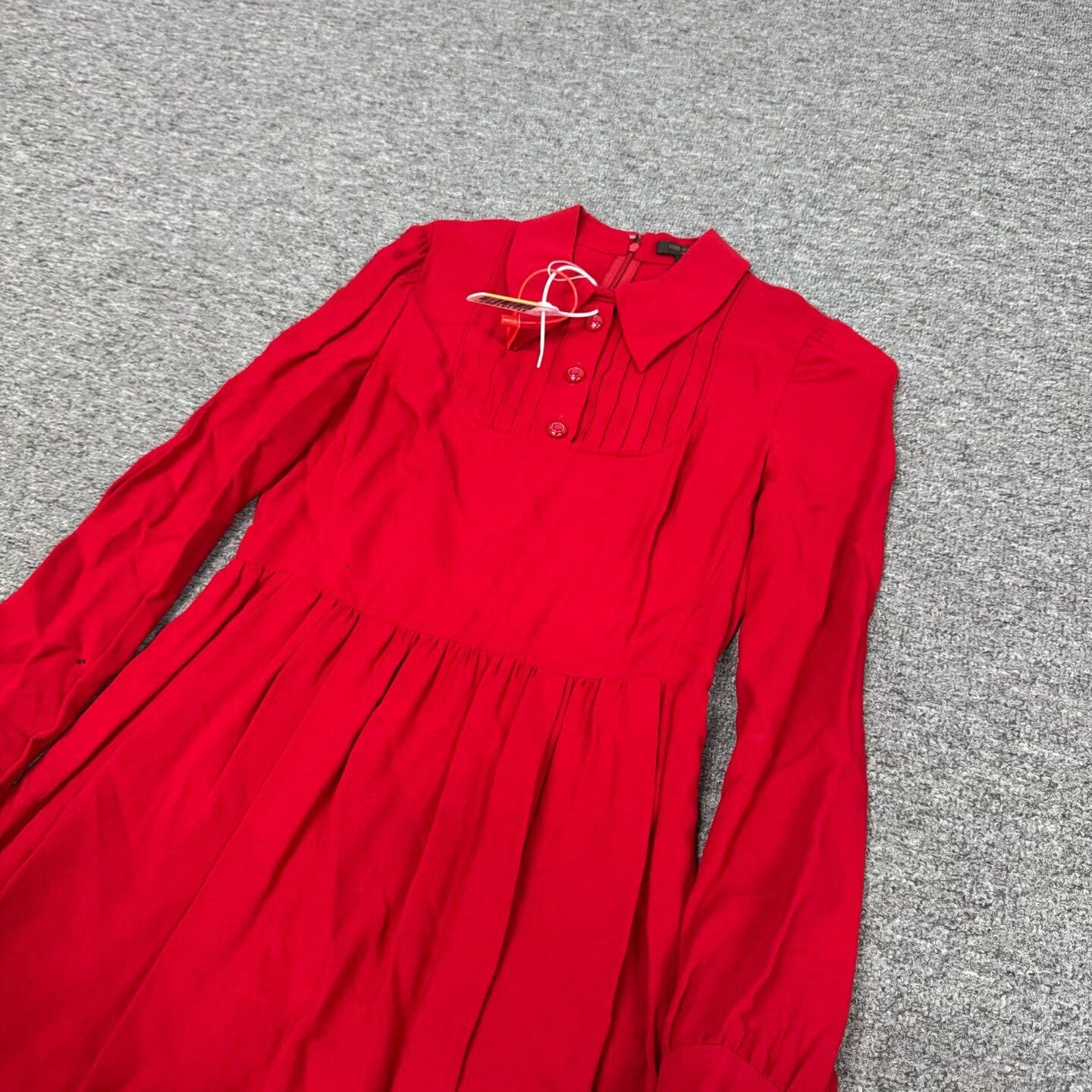 Louis Vuitton Louis Vuitton Red Collared Pleated Fitted Dress Size XXS / US 00 / IT 34 - 4 Thumbnail