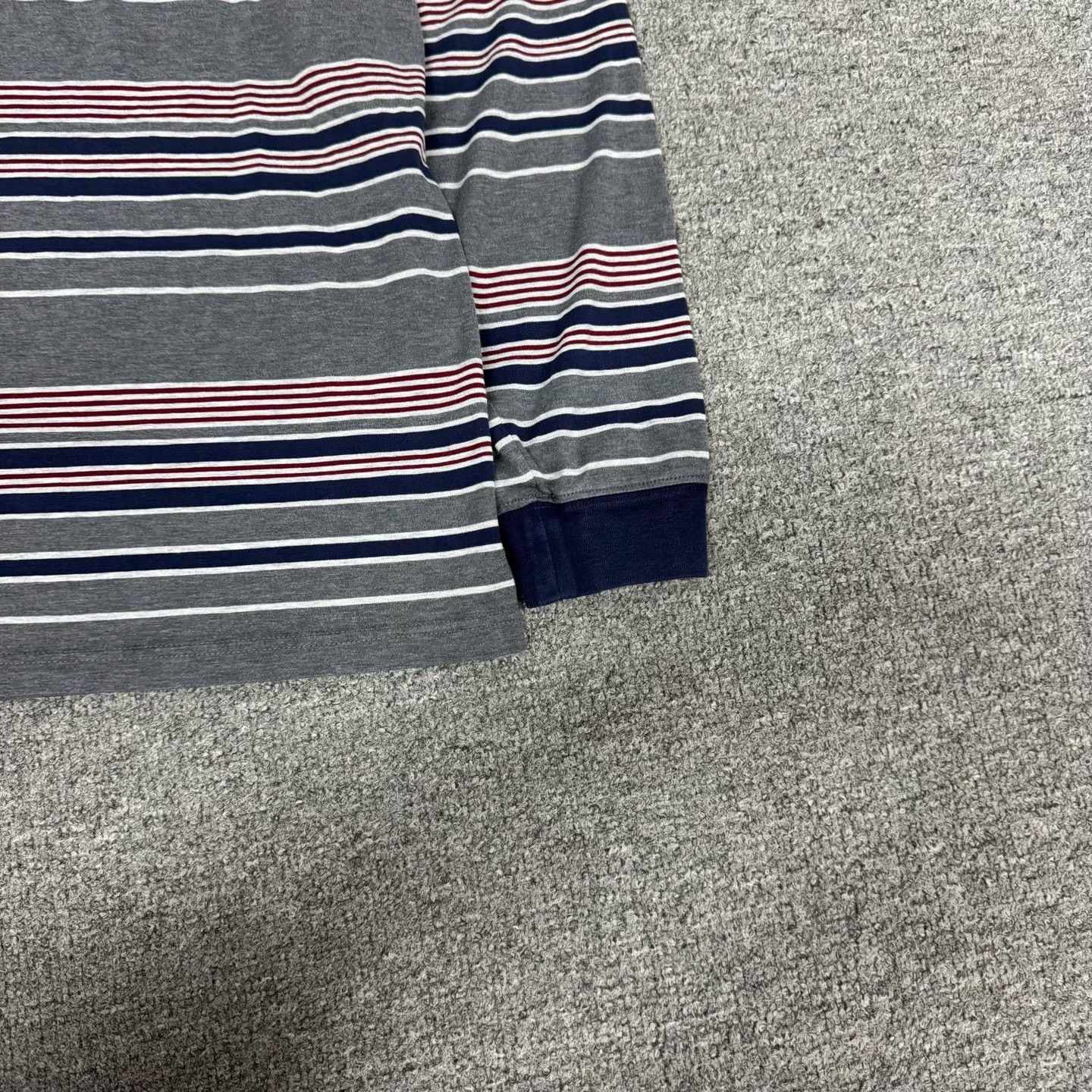 Miu Miu Miu Miu Gray-Blue Striped Pocket Long-Sleeve T-Shirt Size S / US 4 / IT 40 - 3 Thumbnail