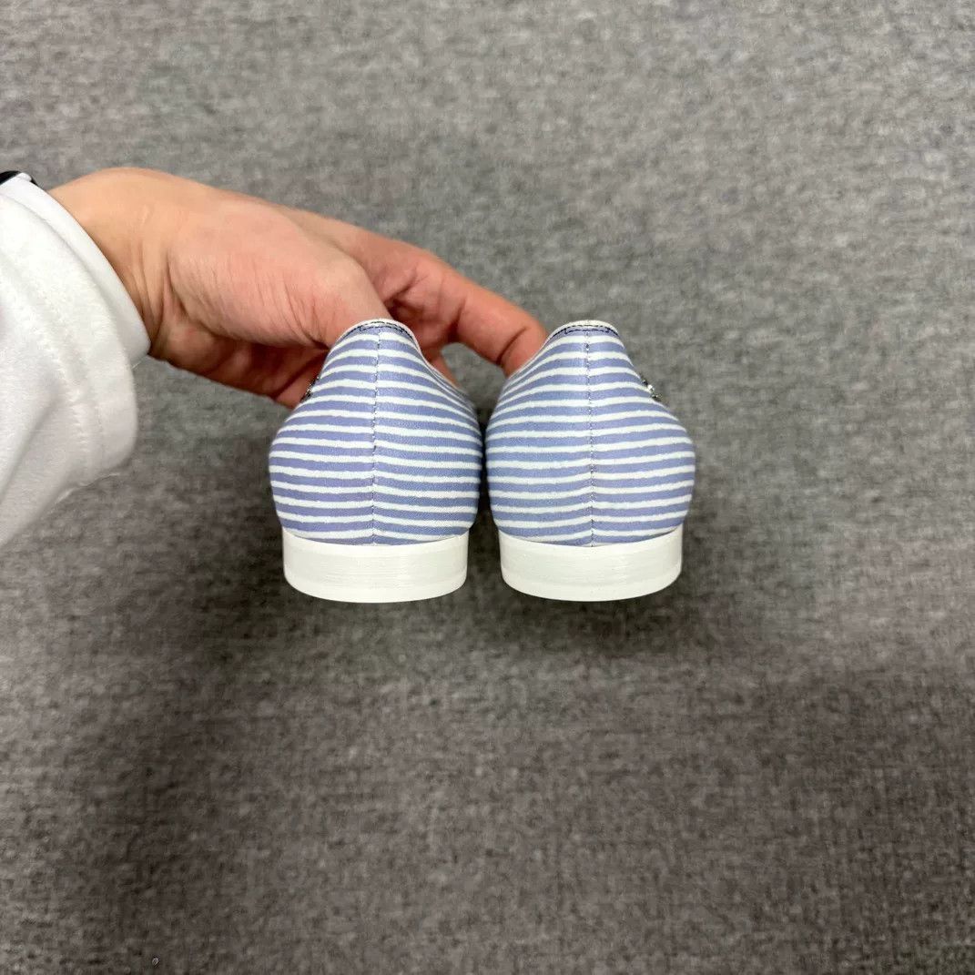 Chanel Chanel White Blue Stripe Flat Shoes Size US 5 / IT 35 - 6 Thumbnail