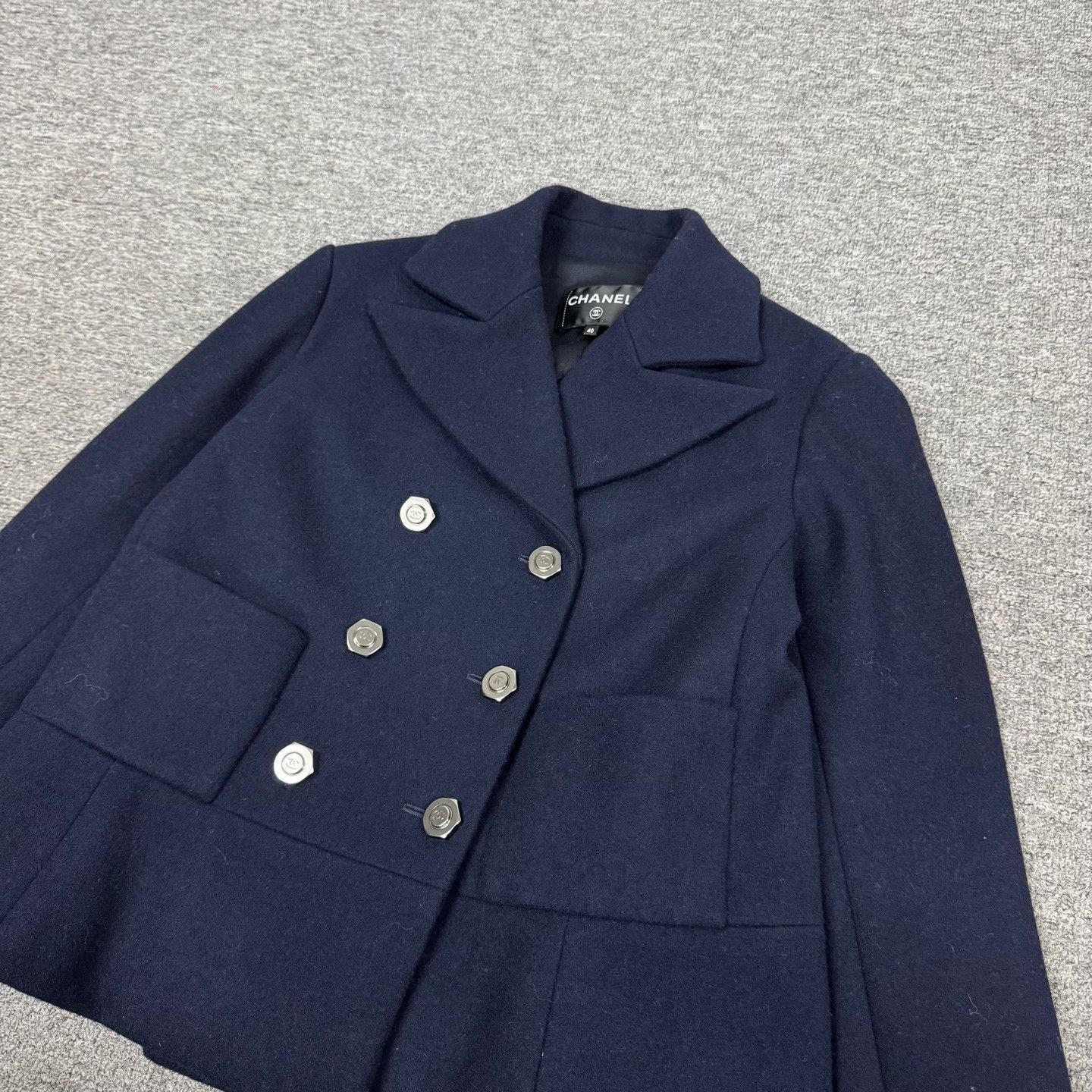 Chanel Chanel Navy Double-Breasted Long-Sleeve Coat Size S / US 4 / IT 40 - 4 Thumbnail