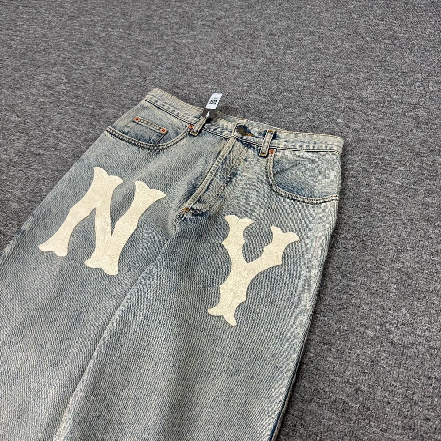 Gucci Gucci Light Blue Washed NY Patch Jeans Size 29" - 4 Thumbnail