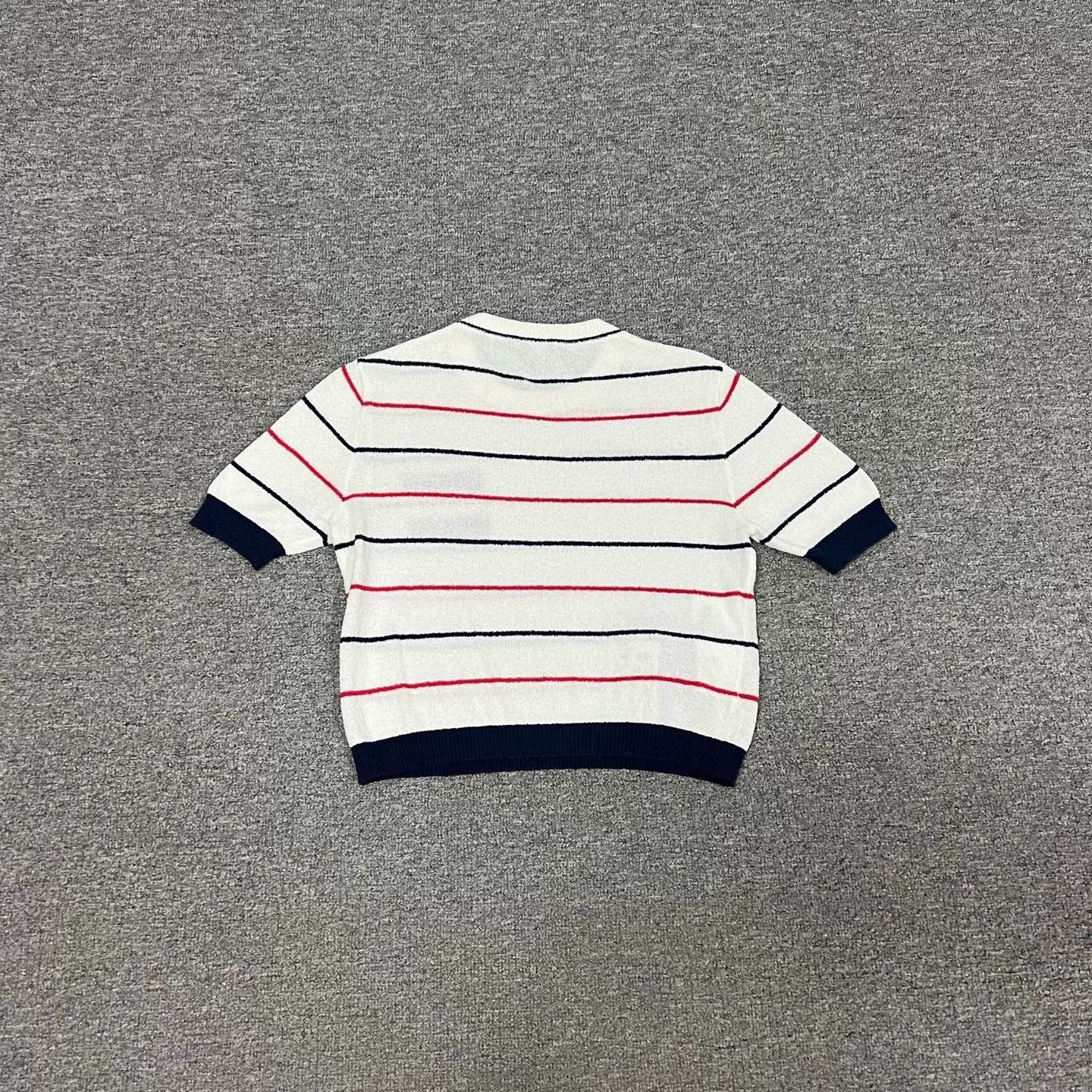 Miu Miu Miu Miu Logo Stripe Knit Short Sleeve Size S / US 4 / IT 40 - 2 Thumbnail