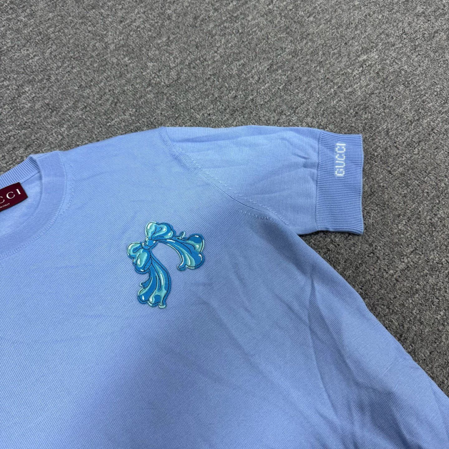Gucci Gucci Bow Embroidery Short-Sleeve Knit Top Size XL / US 12-14 / IT 48-50 - 4 Thumbnail