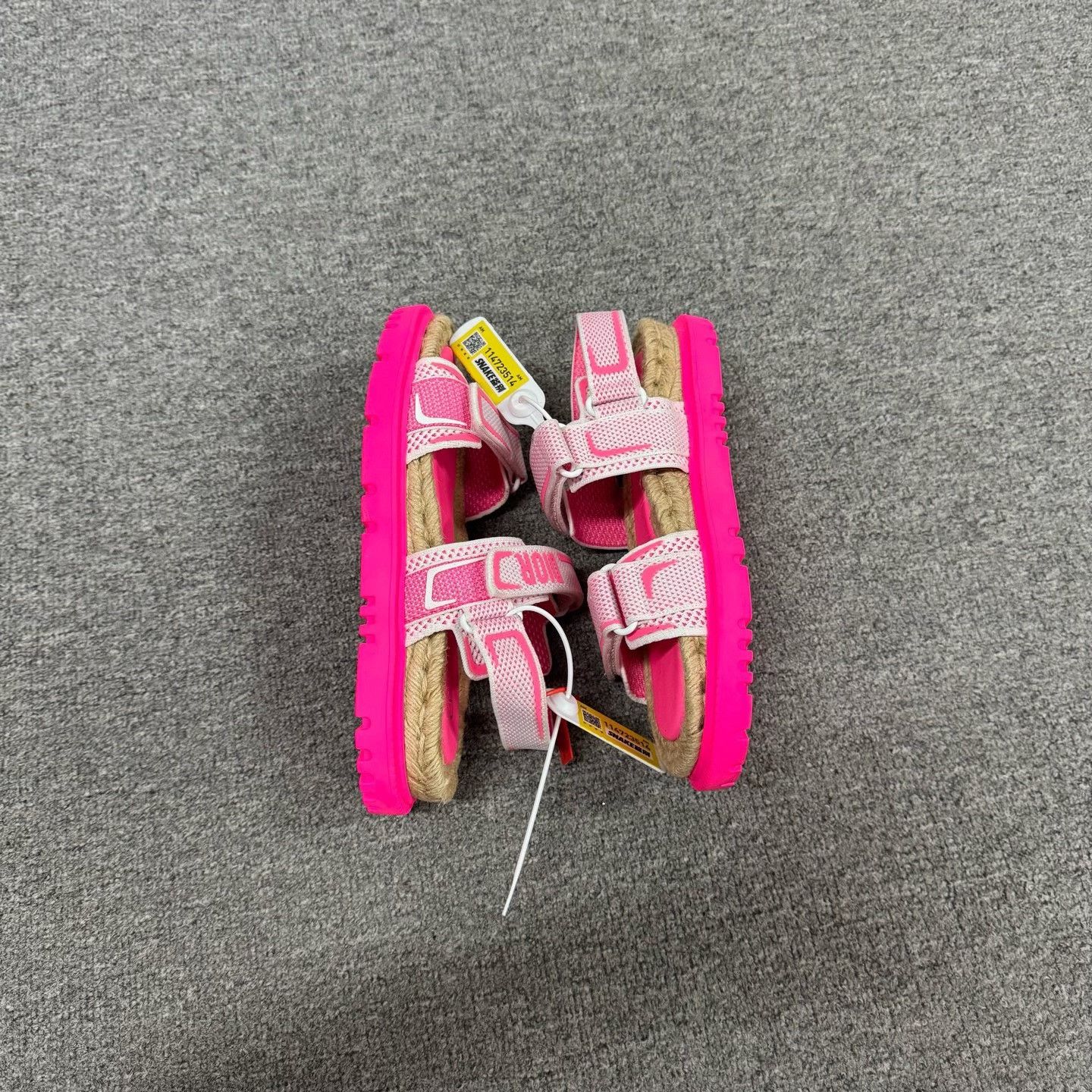 Dior Dior Pink Colorblock Velcro Straw Sandals Size US 8.5 / IT 38.5 - 6 Thumbnail