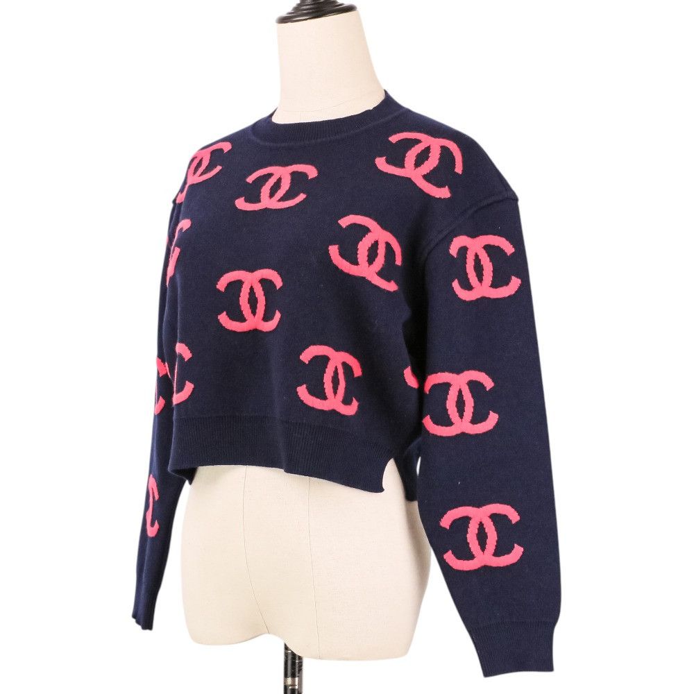 Chanel Chanel Chanel 21P Cashmere Blend Cropped Knit Sweater Textile Tops P70525 DUTY FREE for USA Size ONE SIZE - 2 Thumbnail