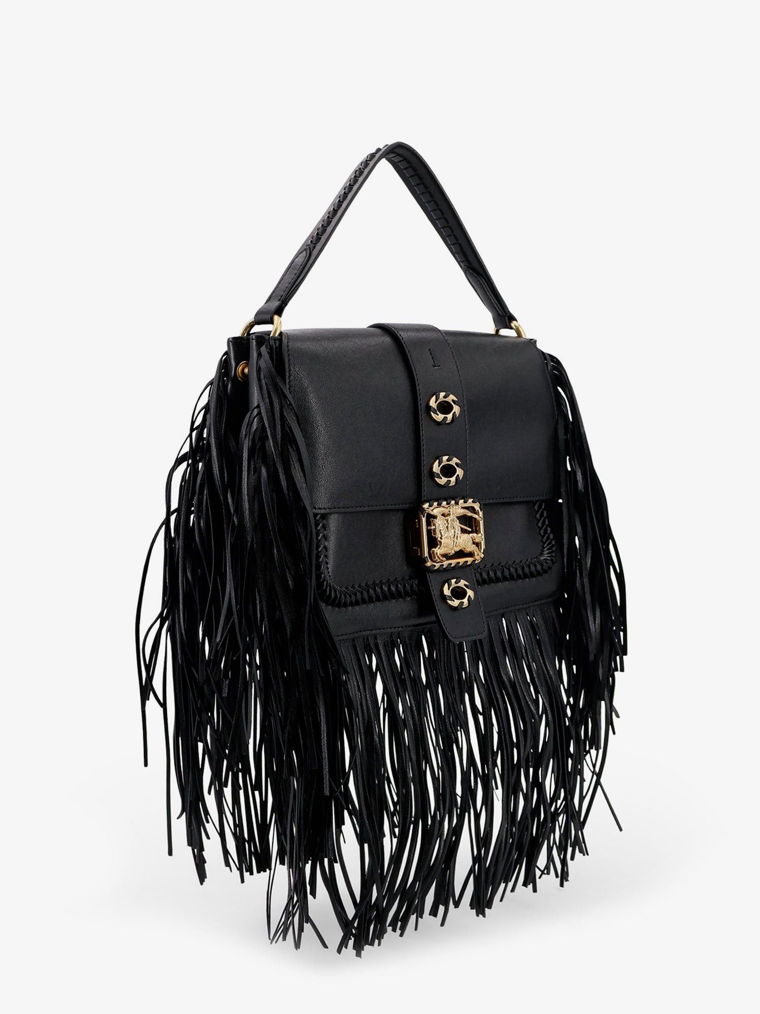 Burberry Rider Leather Shoulder Bag With Fringed Edges Size ONE SIZE - 3 Thumbnail