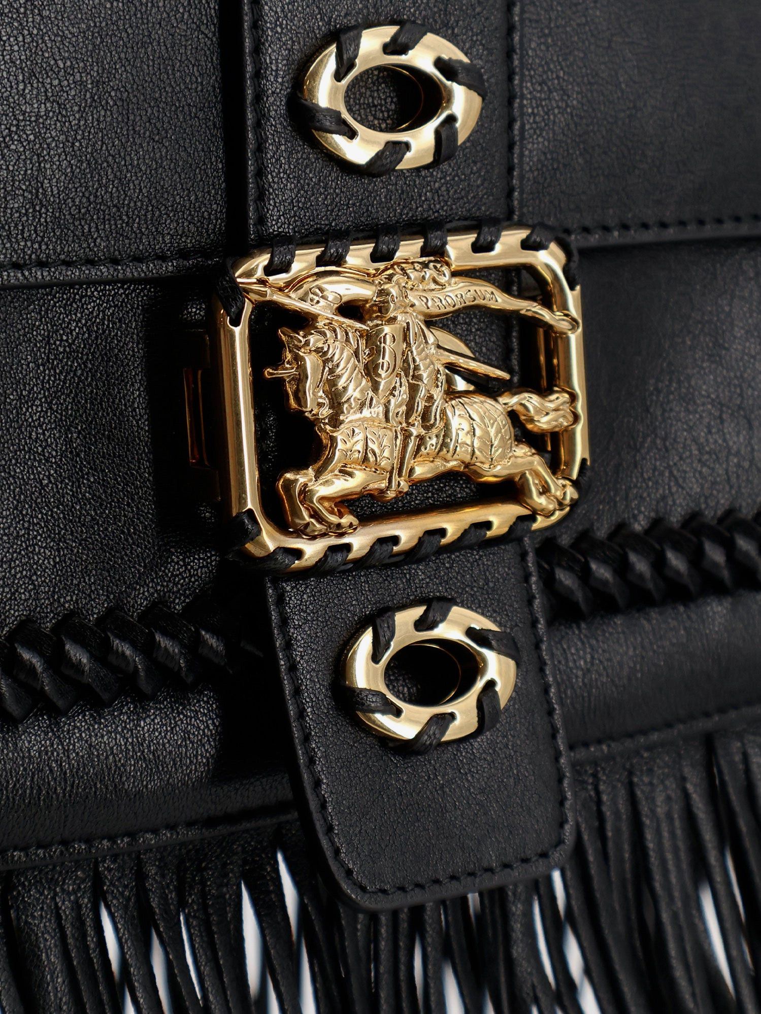 Burberry Rider Leather Shoulder Bag With Fringed Edges Size ONE SIZE - 5 Thumbnail