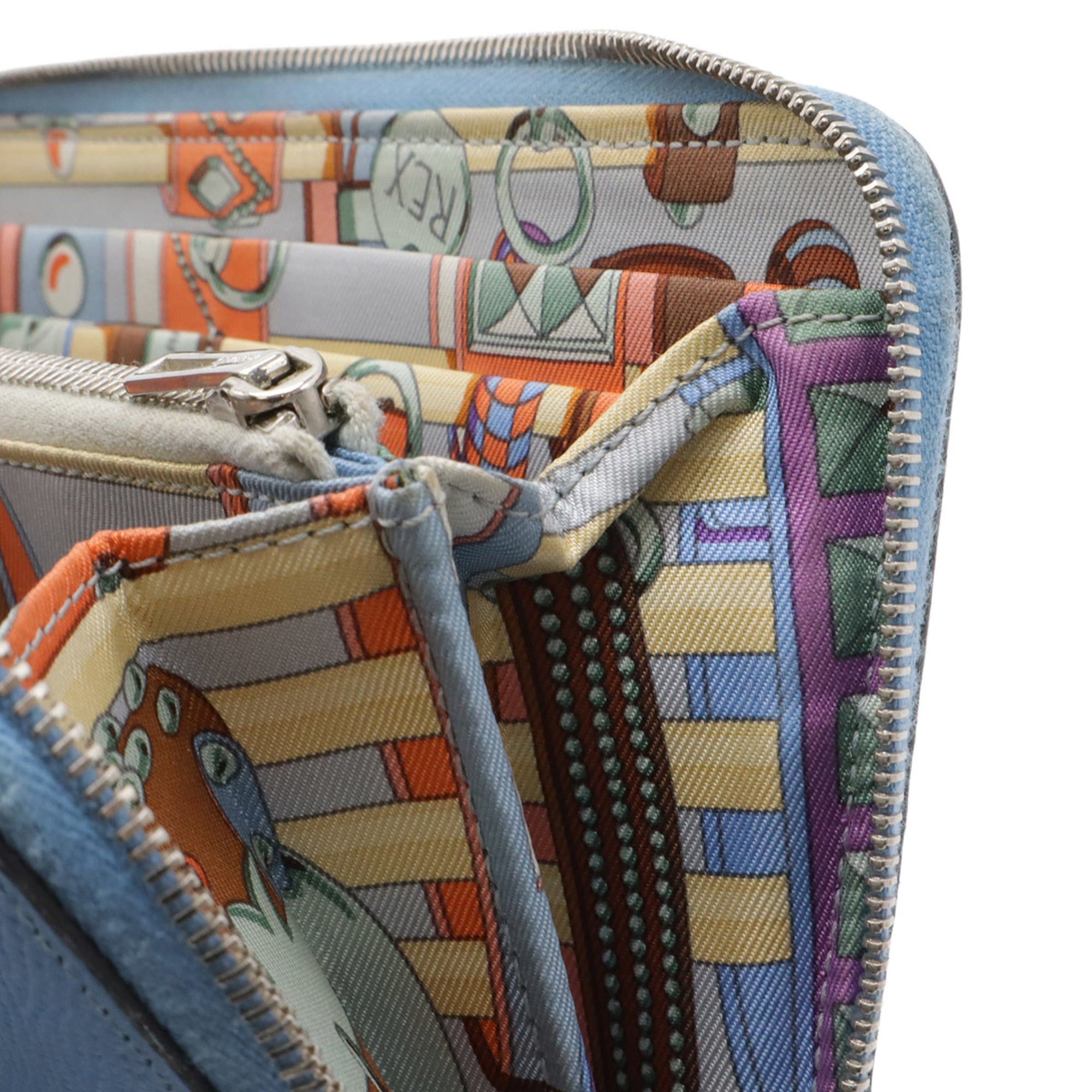 Hermes HERMES Azap Long Silk In Round Wallet, Veau Epsom Leather, Light Blue, T Stamp Size ONE SIZE - 8 Thumbnail