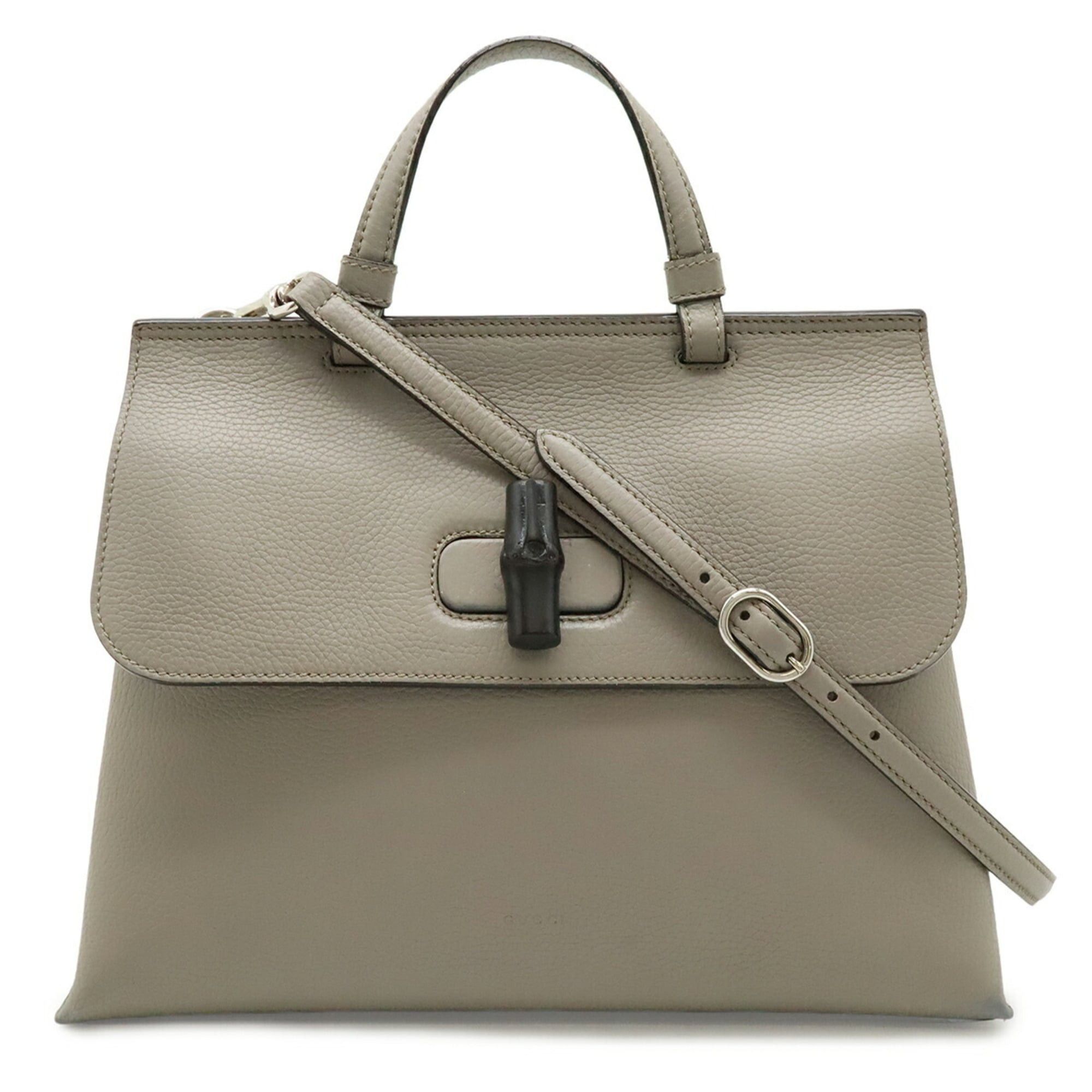 Gucci GUCCI Bamboo Daily Medium Handbag, Shoulder Bag, Leather, Gray, 392013 Size ONE SIZE - 2 Thumbnail