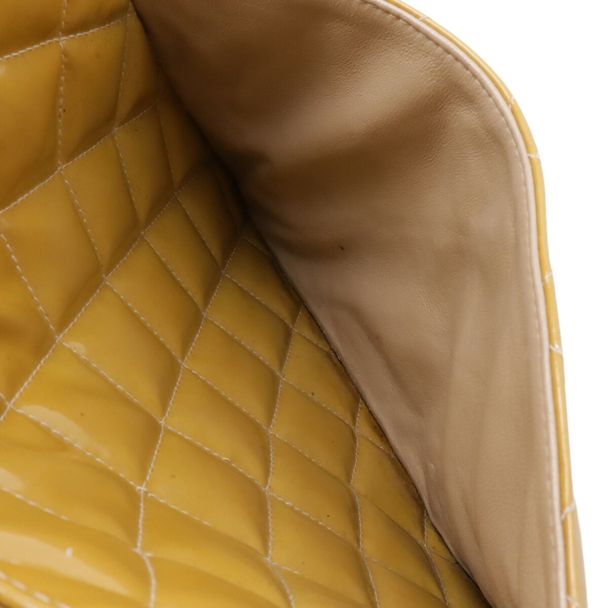 Chanel CHANEL Matelassé Coco Mark Reissue Tote Bag Shoulder Enamel Patent Leather Yellow A01804 Size ONE SIZE - 10 Thumbnail
