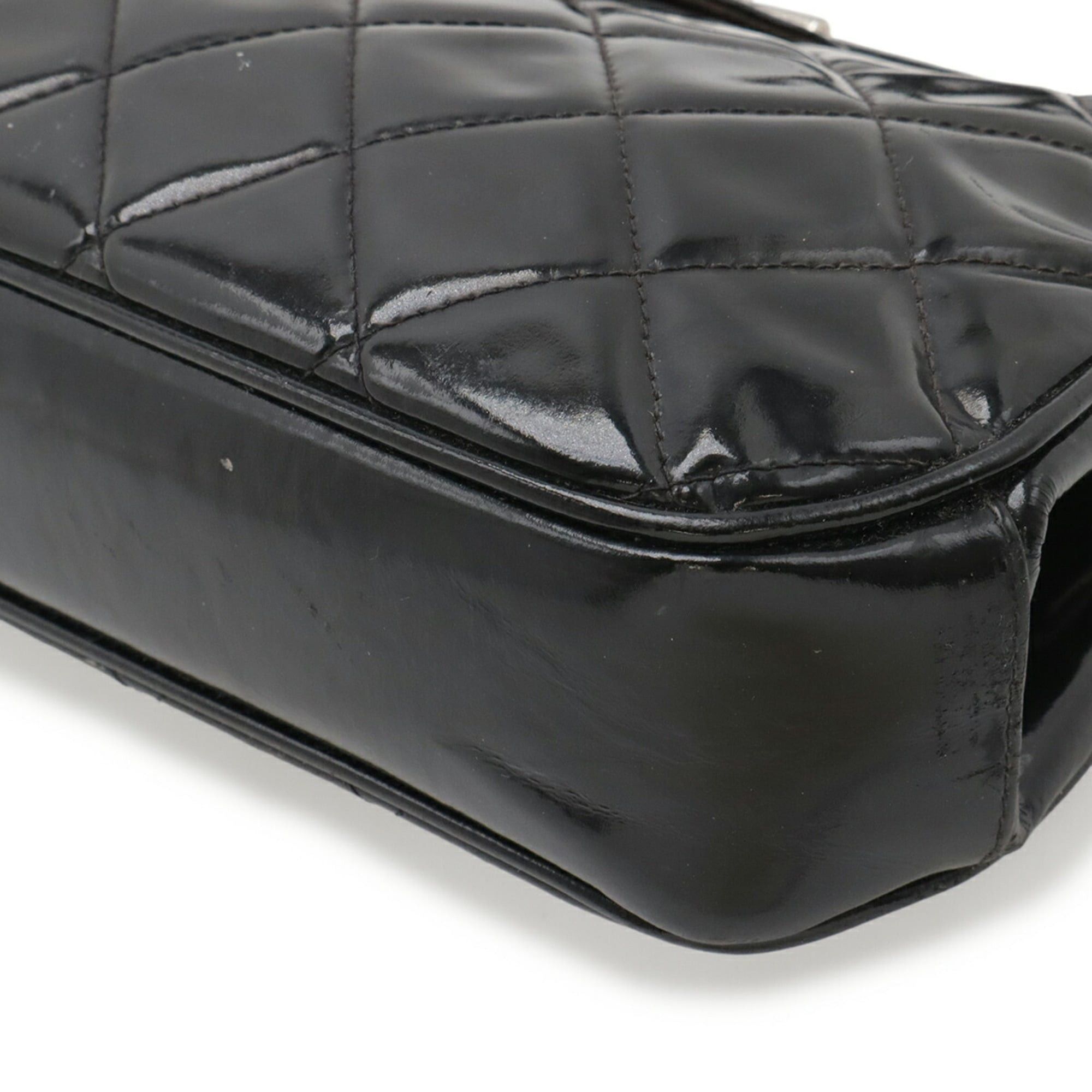 Chanel CHANEL Matelassé Coco Mark Handbag, One Handle, Enamel, Black Size ONE SIZE - 4 Thumbnail