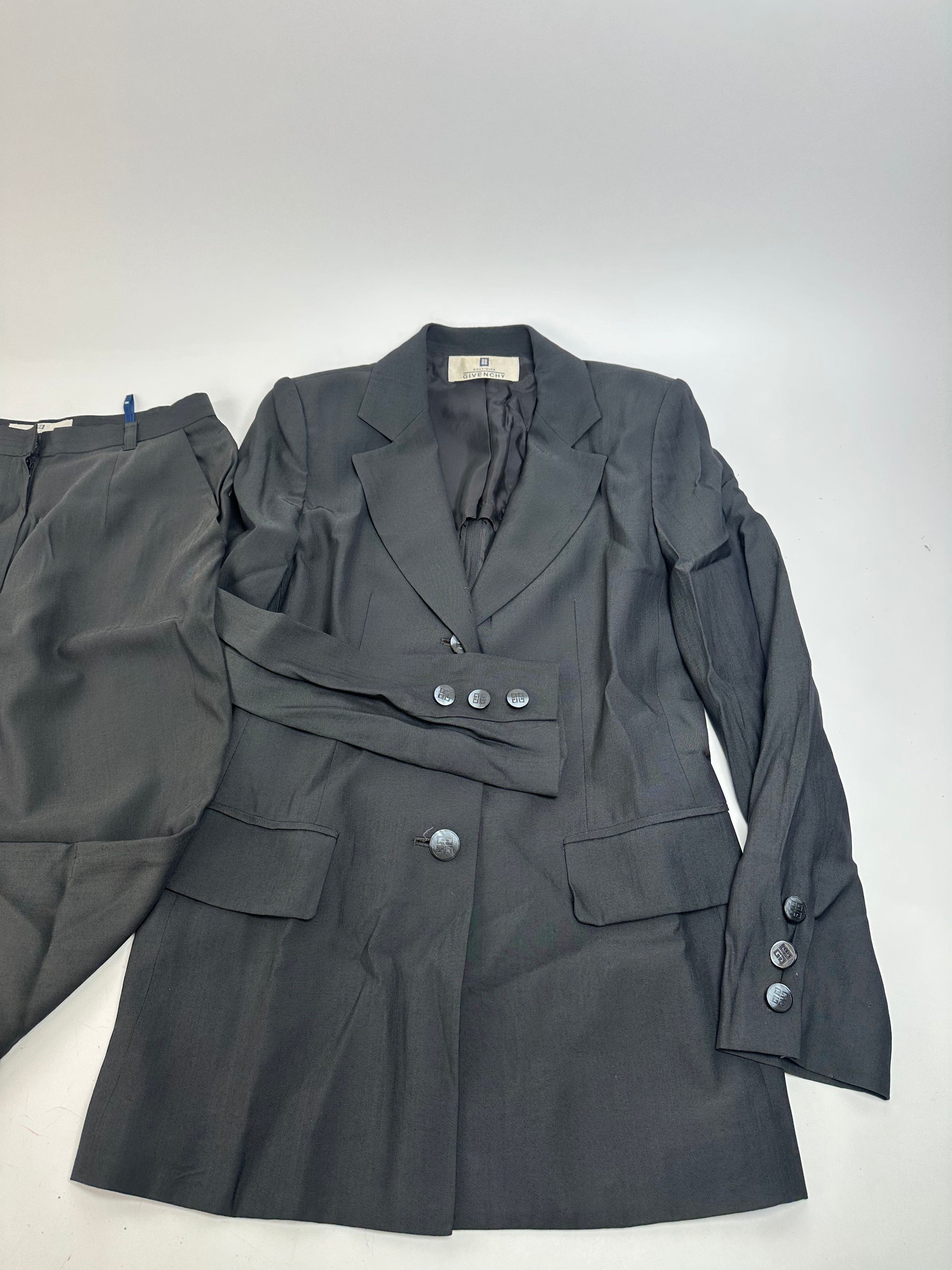 Givenchy Vintage Womens Wool Suit Black 38/M Size S / US 4 / IT 40 - 3 Thumbnail