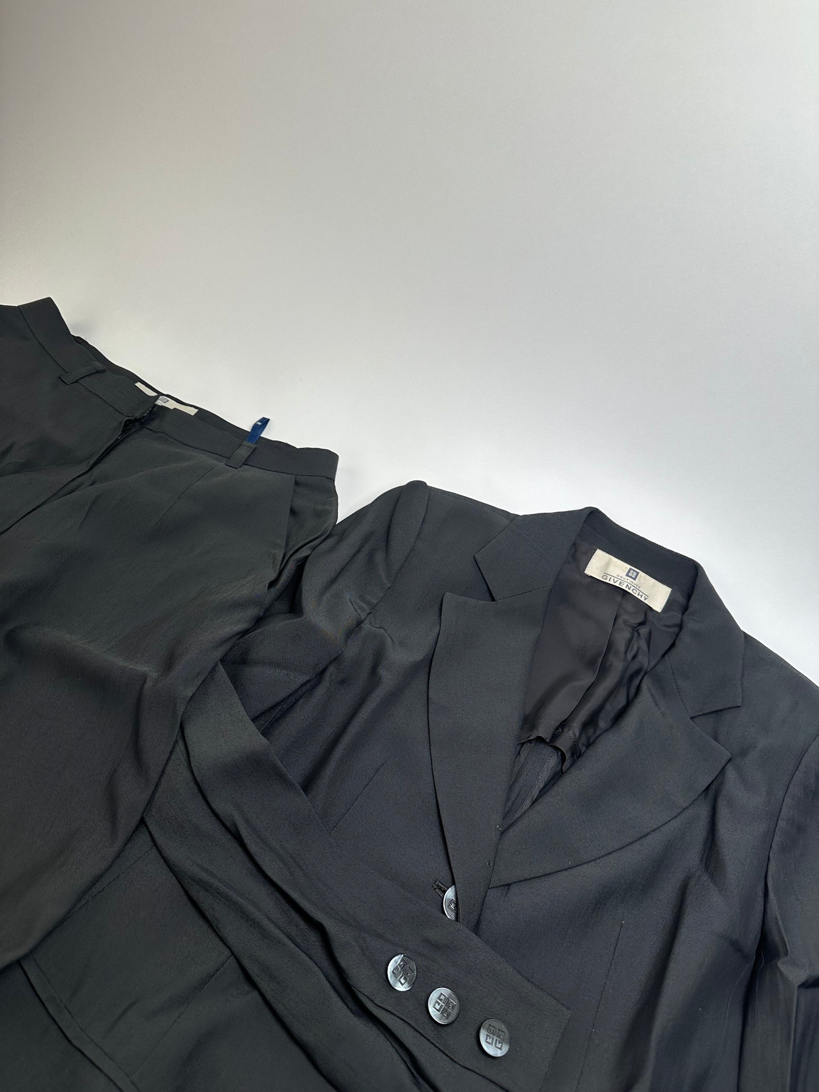Givenchy Vintage Womens Wool Suit Black 38/M Size S / US 4 / IT 40 - 2 Thumbnail