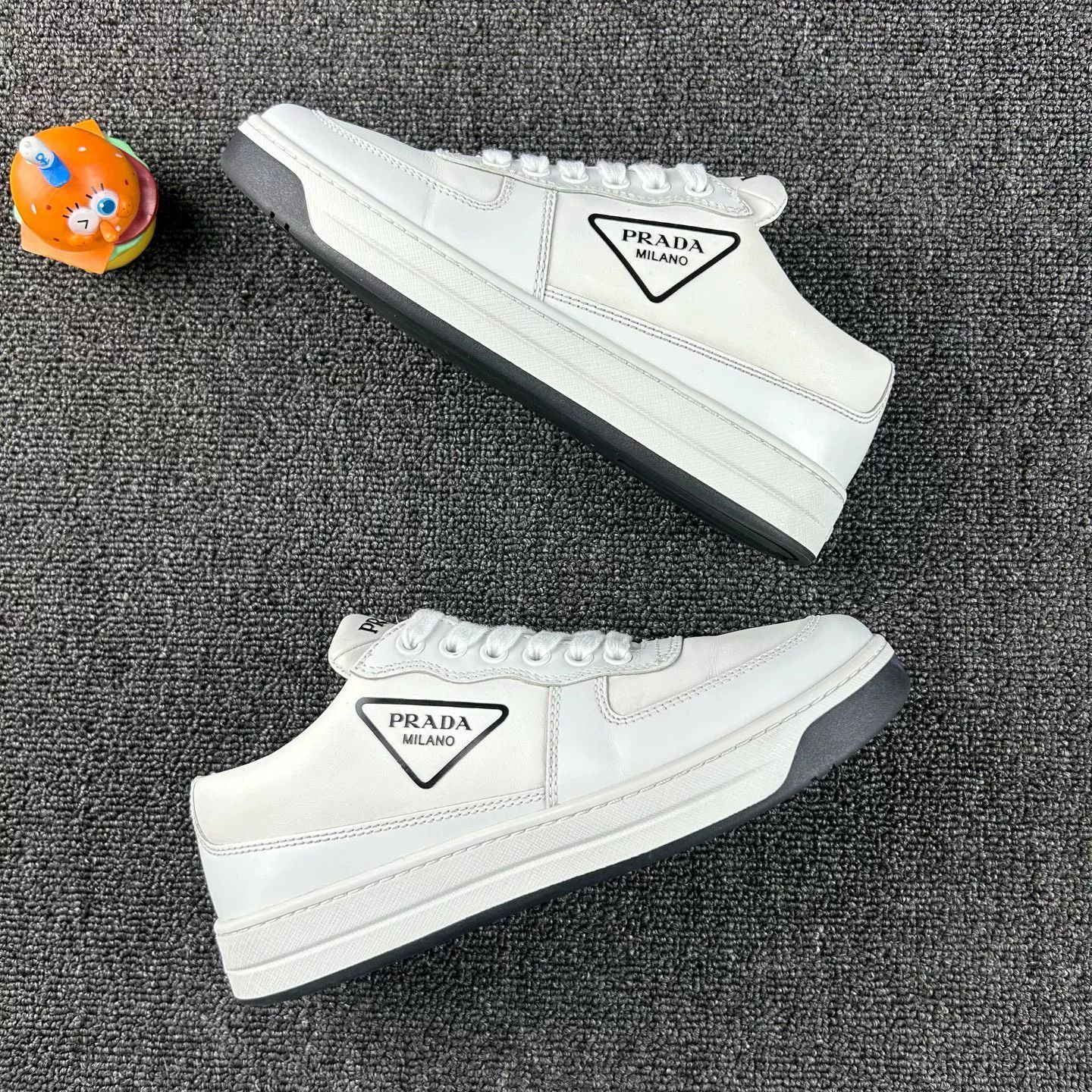 Prada Prada Black White Triangle Logo Sneakers Size US 5.5 / IT 35.5 - 4 Thumbnail