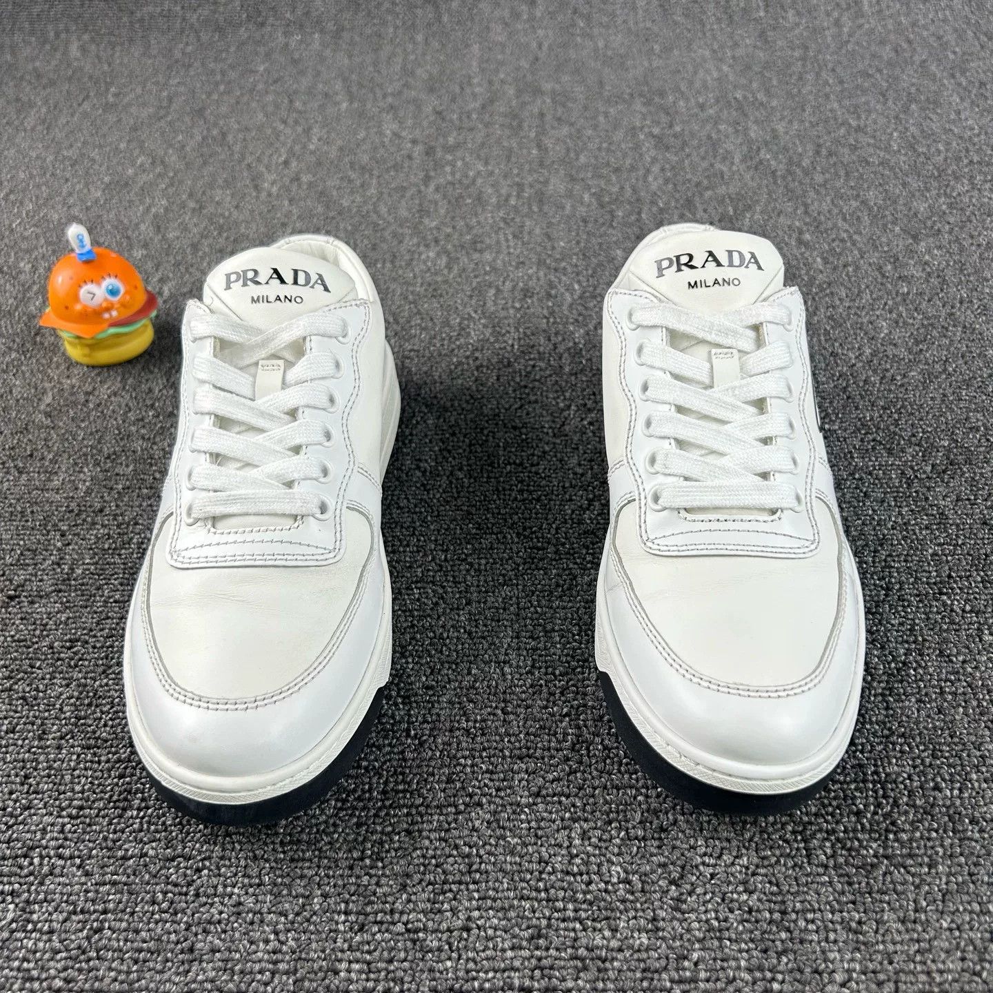 Prada Prada Black White Triangle Logo Sneakers Size US 5.5 / IT 35.5 - 2 Thumbnail