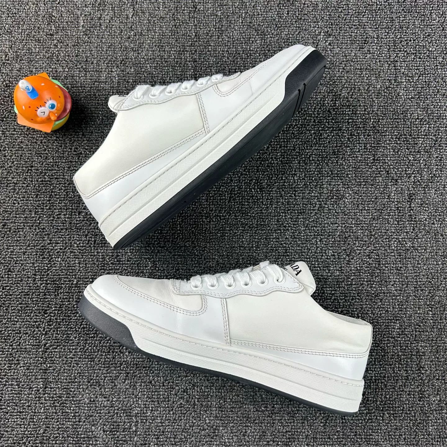 Prada Prada Black White Triangle Logo Sneakers Size US 5.5 / IT 35.5 - 3 Thumbnail