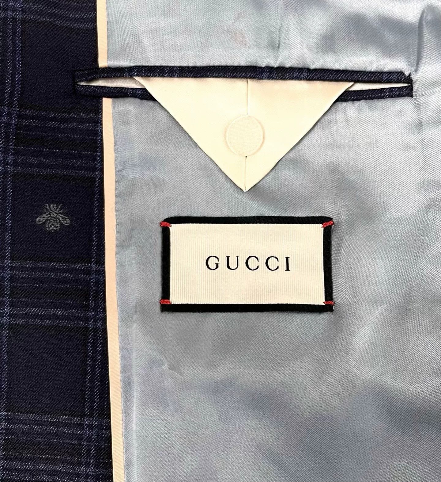 Gucci Gucci Checkered Bee Print Wool Blazer Size US XL / EU 56 / 4 - 4 Thumbnail