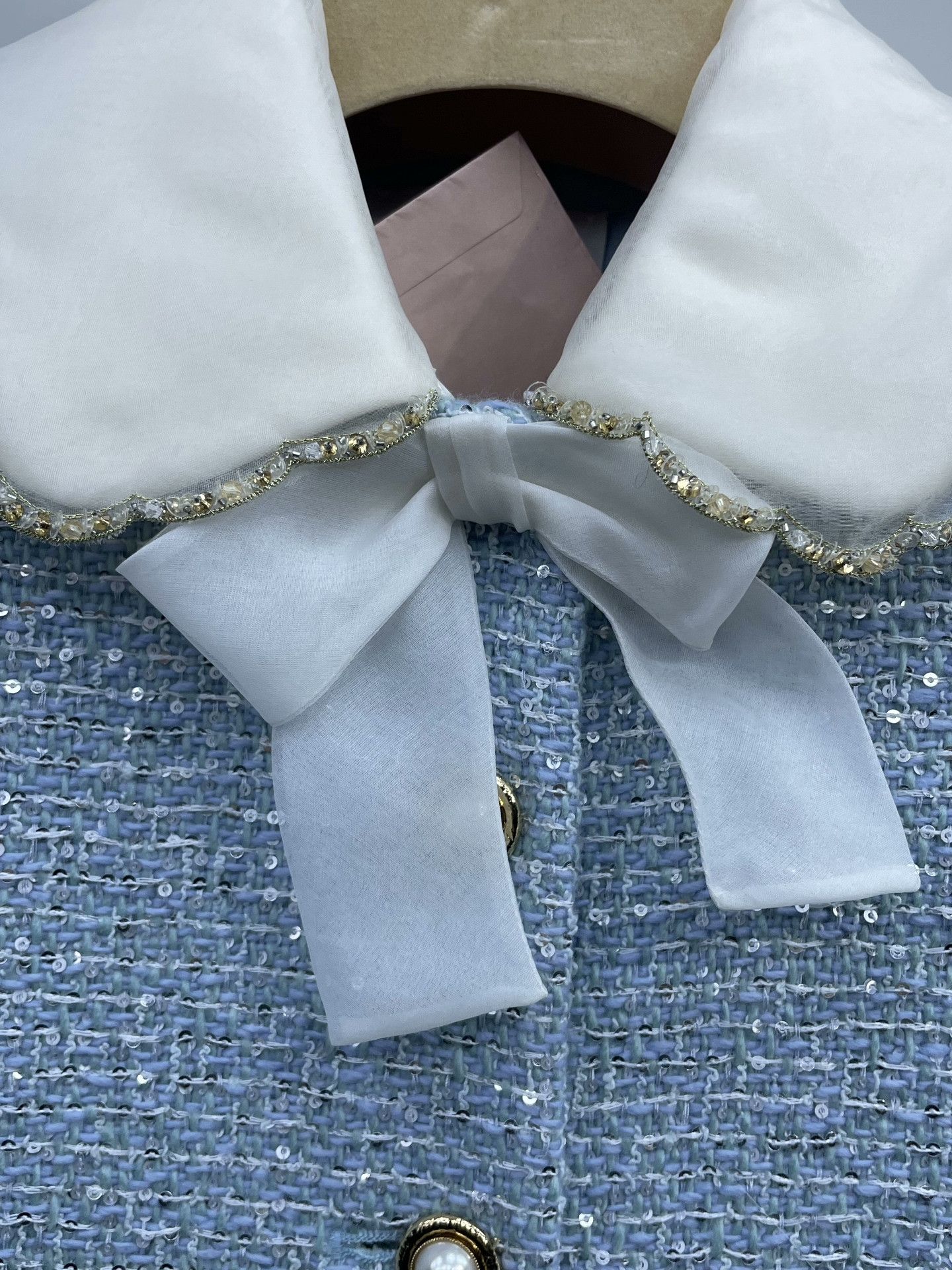 Miu Miu Miumiu Baby Blue Bow Sequin Coat Size XS / US 0-2 / IT 36-38 - 3 Thumbnail