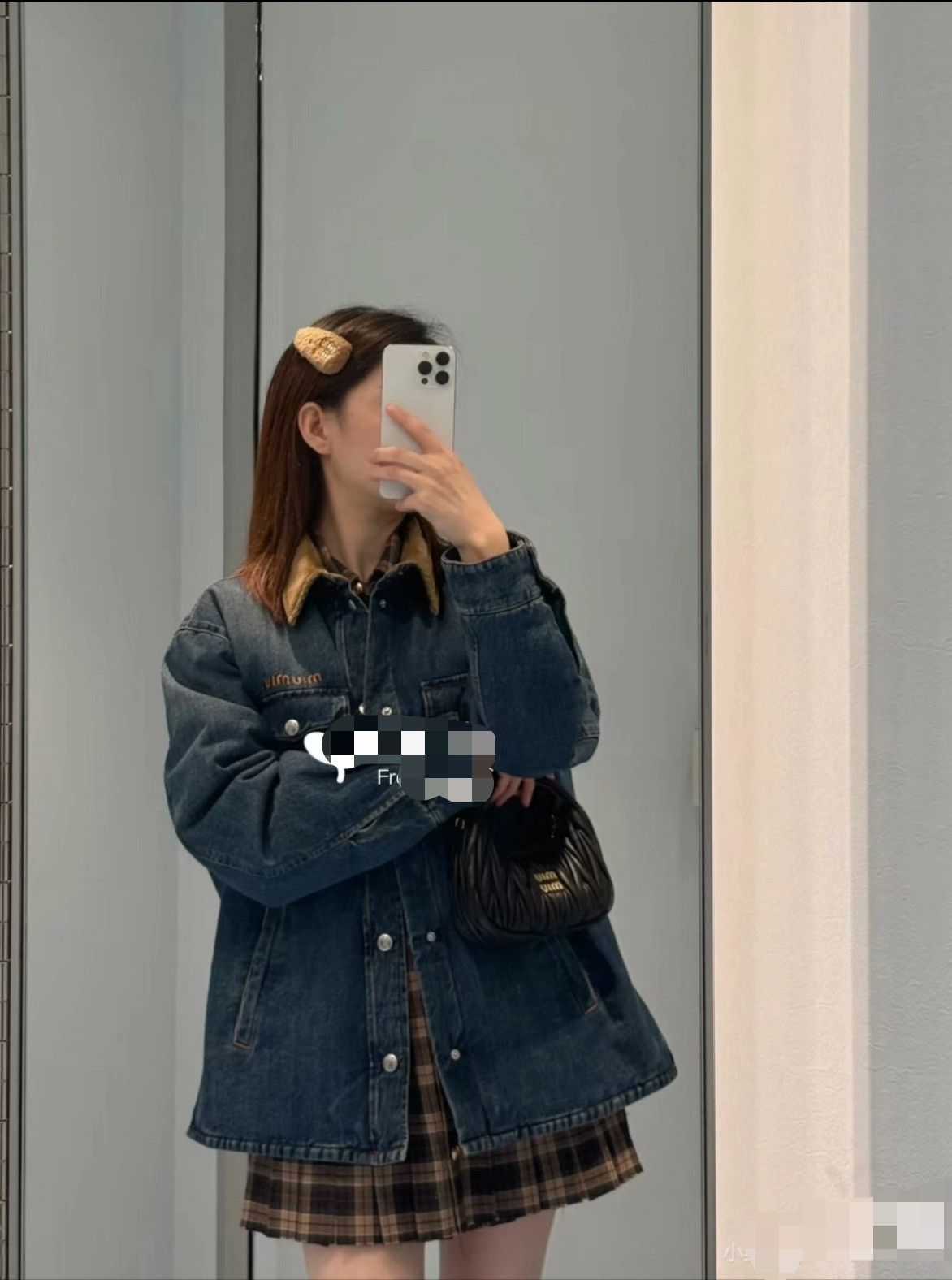 Miu Miu Miu Miu Corduroy Collar Denim Down Jacket Size XS / US 0-2 / IT 36-38 - 8 Thumbnail