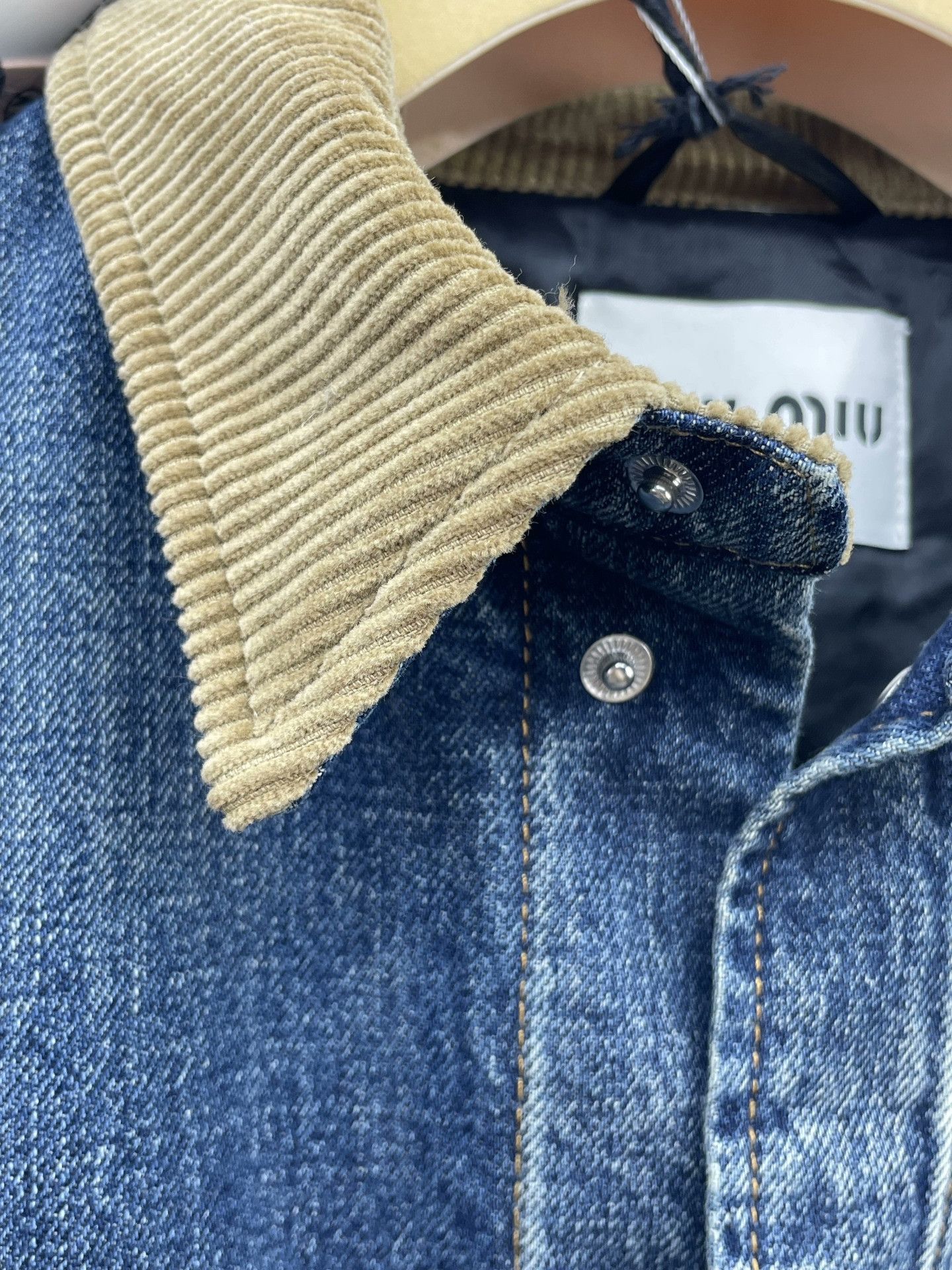 Miu Miu Miu Miu Corduroy Collar Denim Down Jacket Size XS / US 0-2 / IT 36-38 - 4 Thumbnail