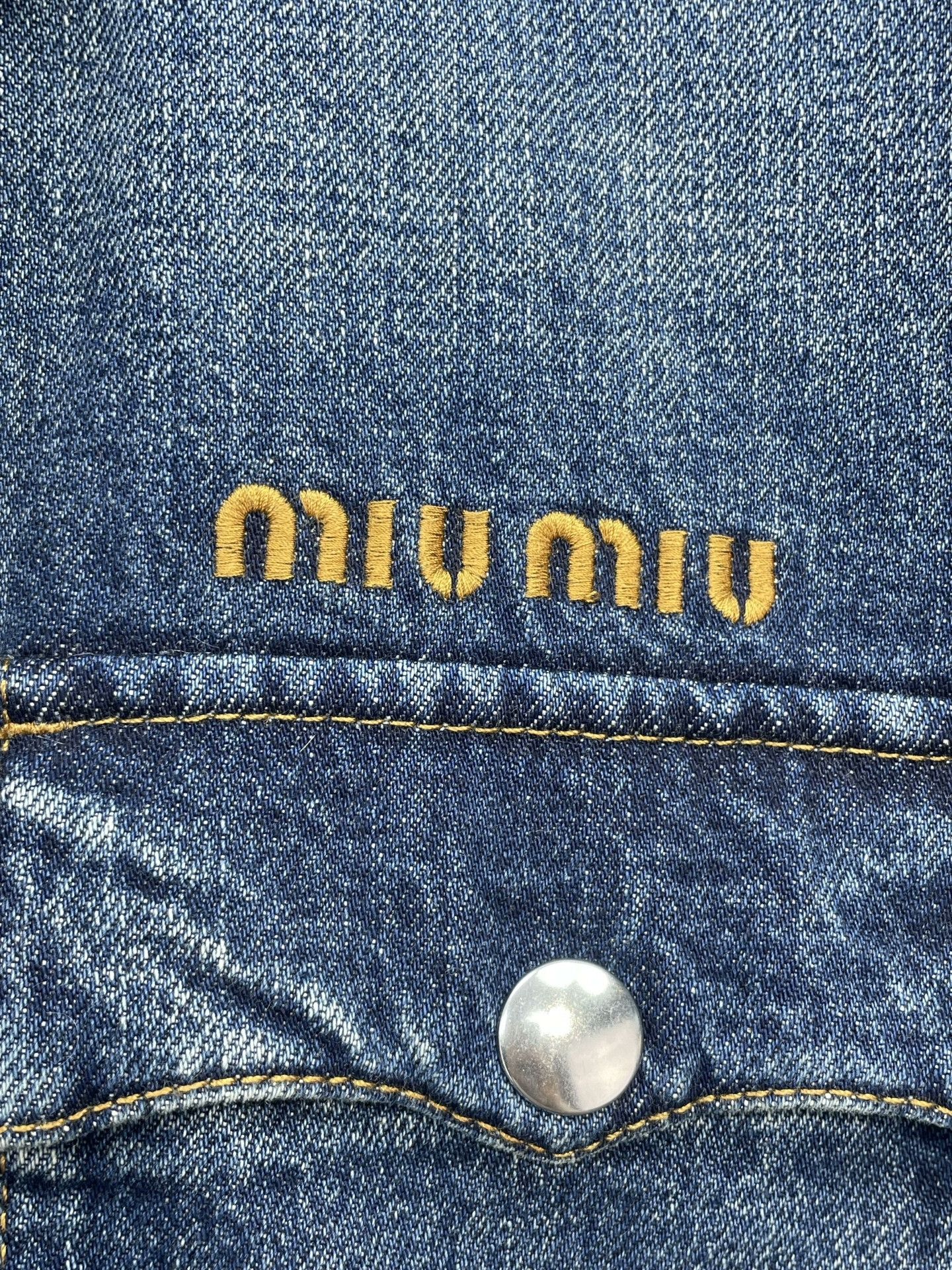 Miu Miu Miu Miu Corduroy Collar Denim Down Jacket Size XS / US 0-2 / IT 36-38 - 3 Thumbnail