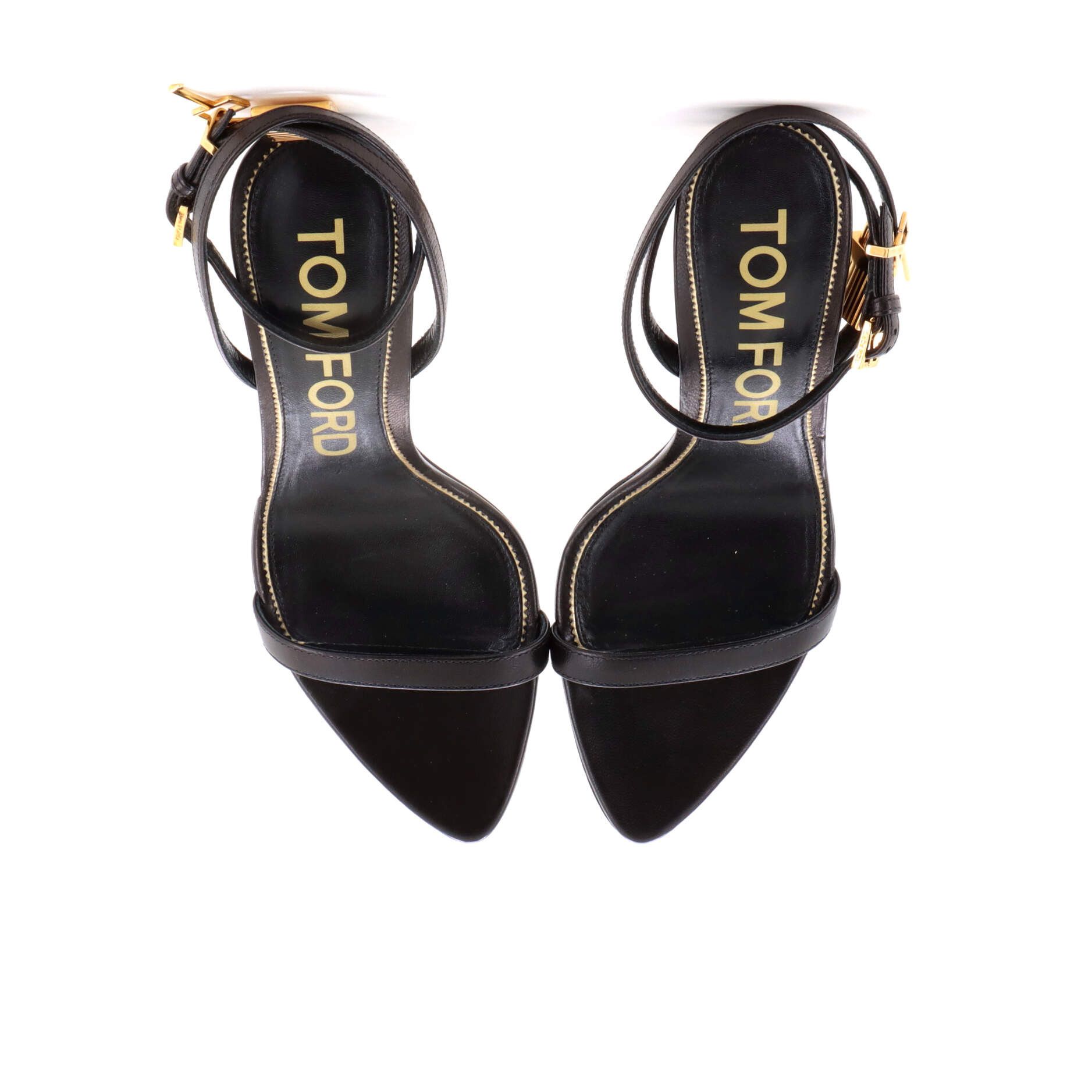 Tom Ford Women's padlock pointy naked heeled sandals leather 70 Size ONE SIZE - 2 Thumbnail