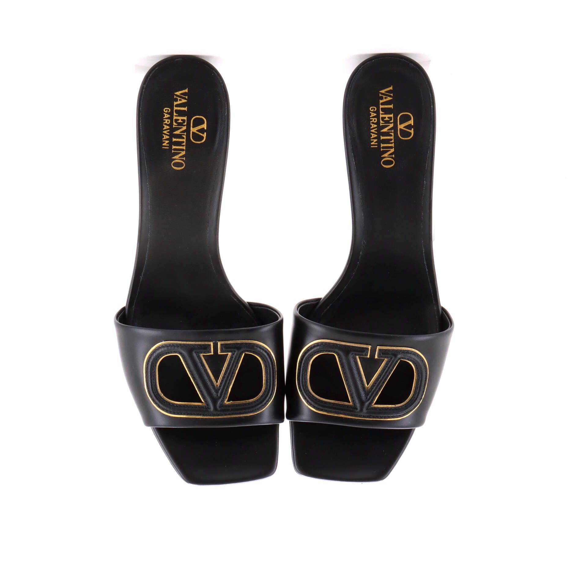 Valentino Women's vlogo heeled slide sandals leather Size ONE SIZE - 2 Thumbnail