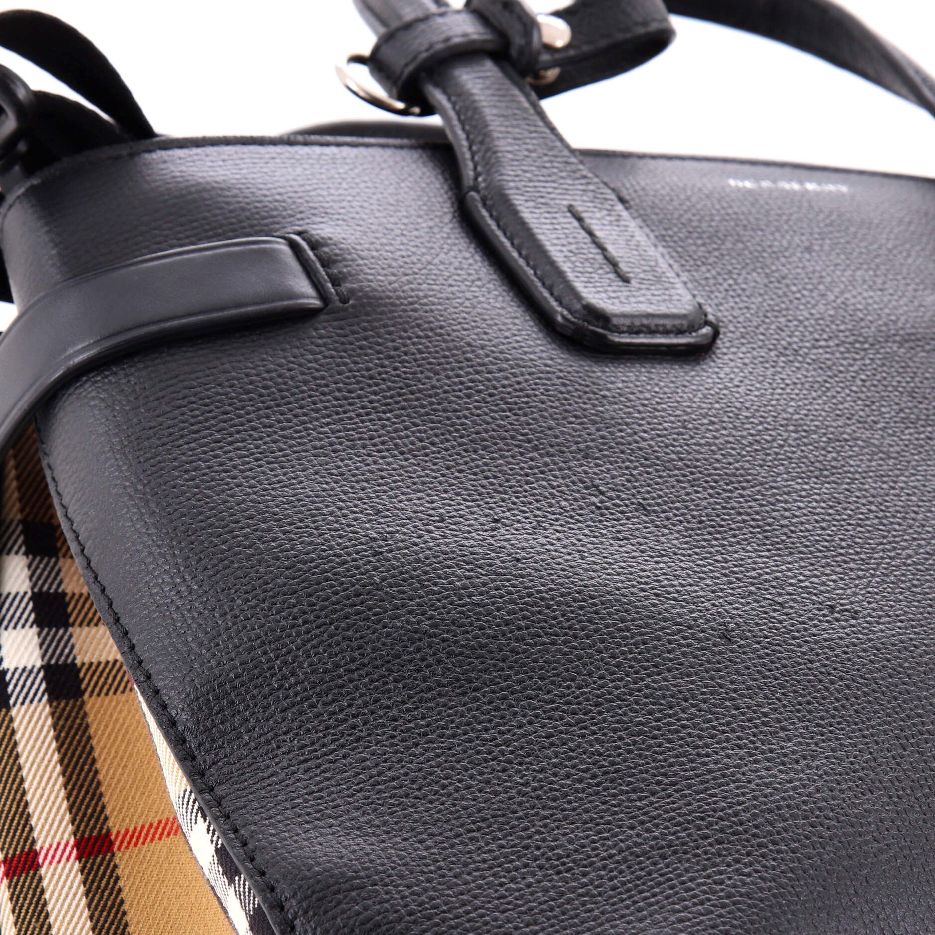 Burberry Banner nm tote leather with vintage check canvas medium Size ONE SIZE - 6 Thumbnail
