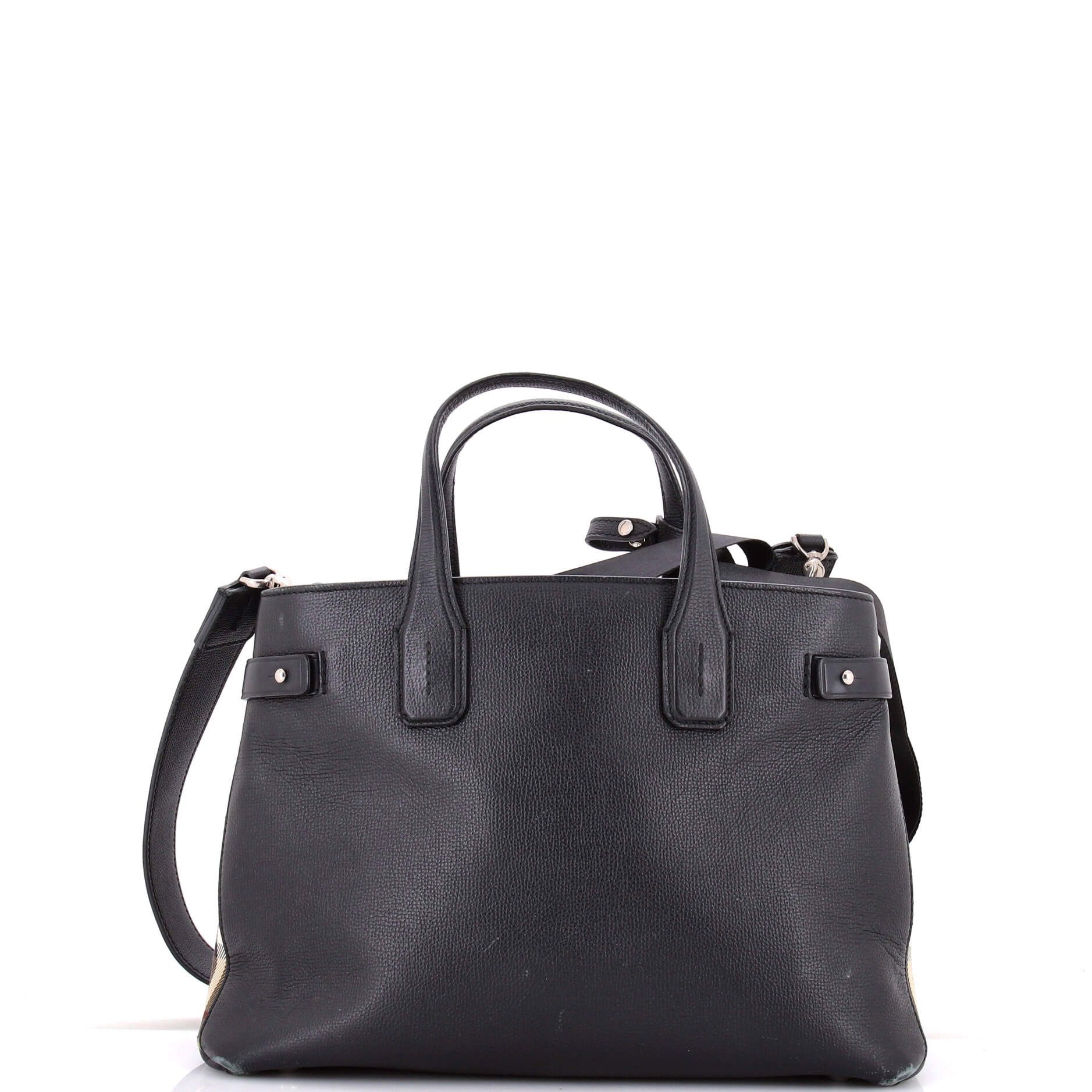 Burberry Banner nm tote leather with vintage check canvas medium Size ONE SIZE - 2 Thumbnail