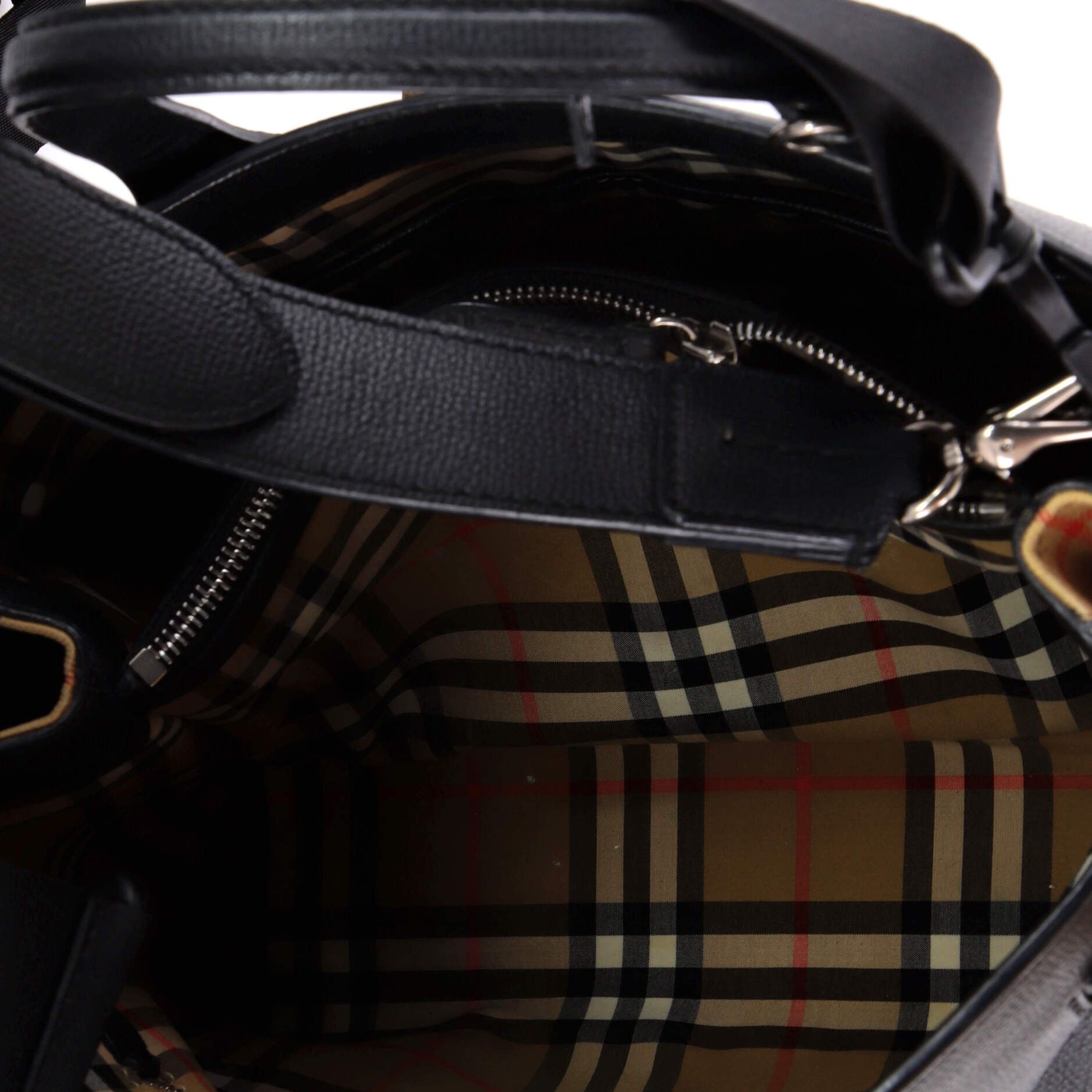 Burberry Banner nm tote leather with vintage check canvas medium Size ONE SIZE - 4 Thumbnail