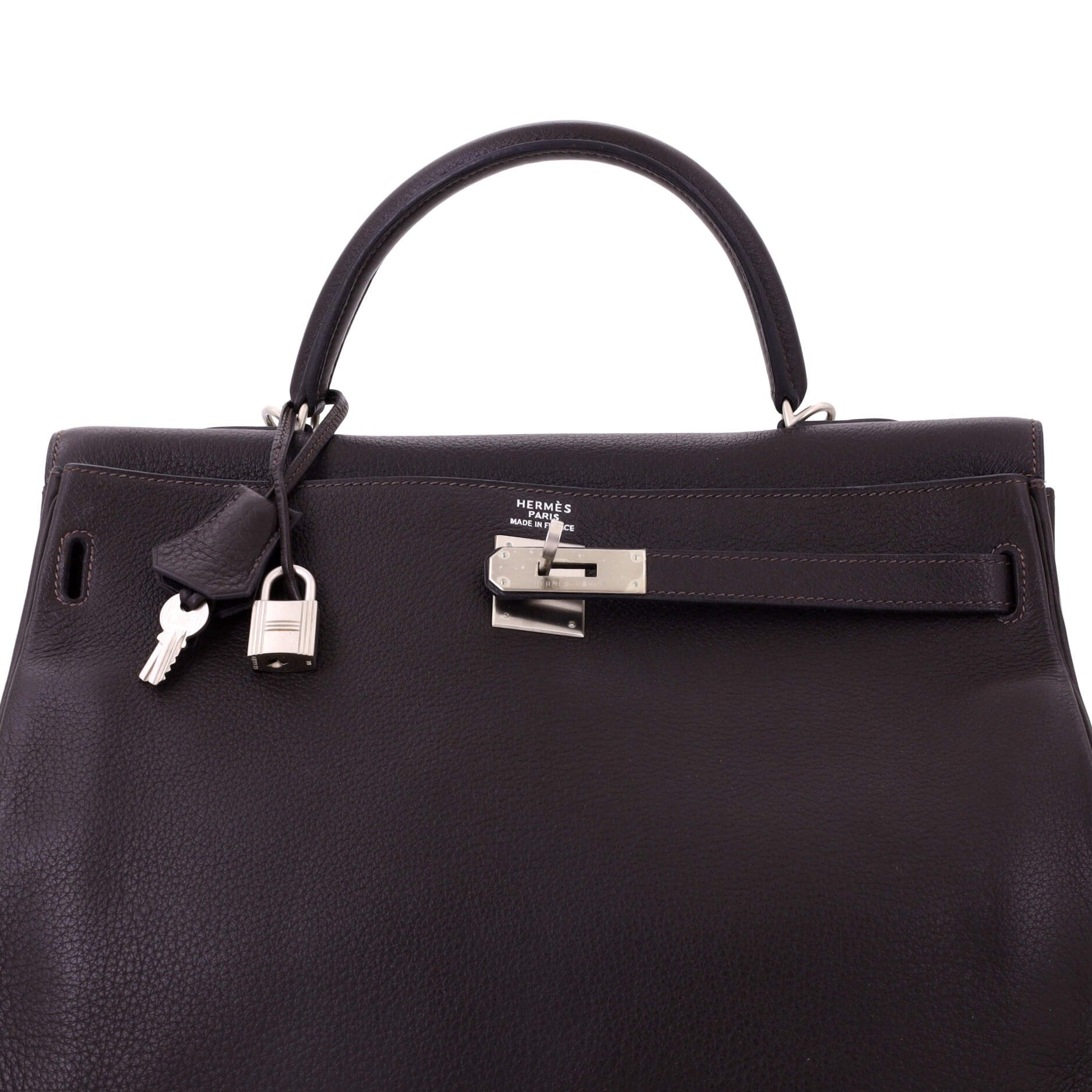 Hermes Kelly handbag brown togo with brushed palladium hardware 35 Size ONE SIZE - 6 Thumbnail