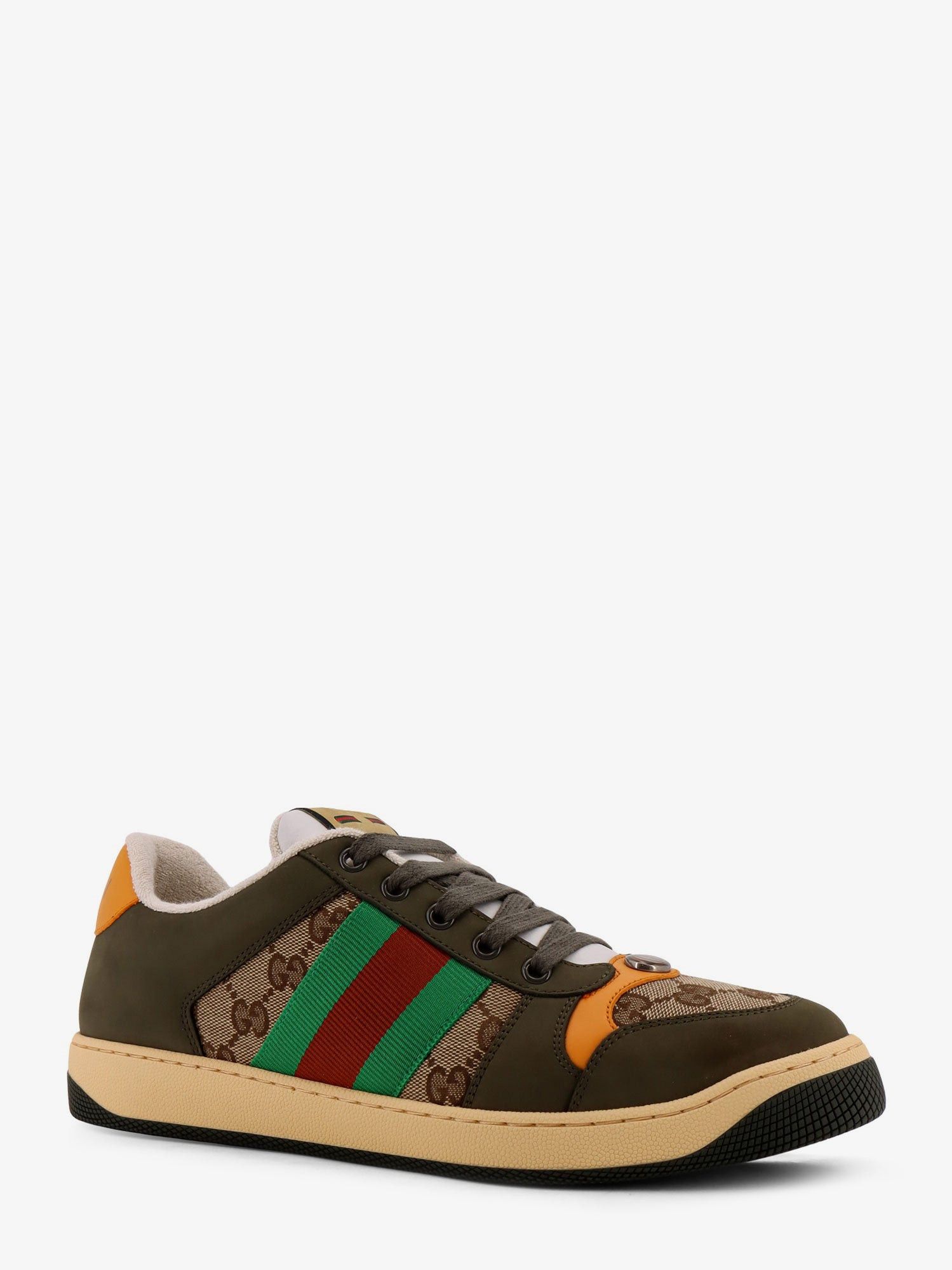 Gucci Screener Low-Top Leather And Gg Supreme Fabric Sneakers Size US 9.5 / EU 42-43 - 2 Thumbnail