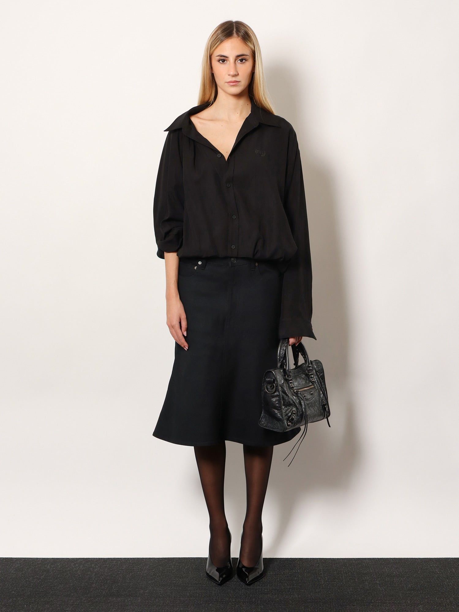 Balenciaga One Shoulder Lyocell Shirt Size XS / US 0-2 / IT 36-38 - 4 Thumbnail