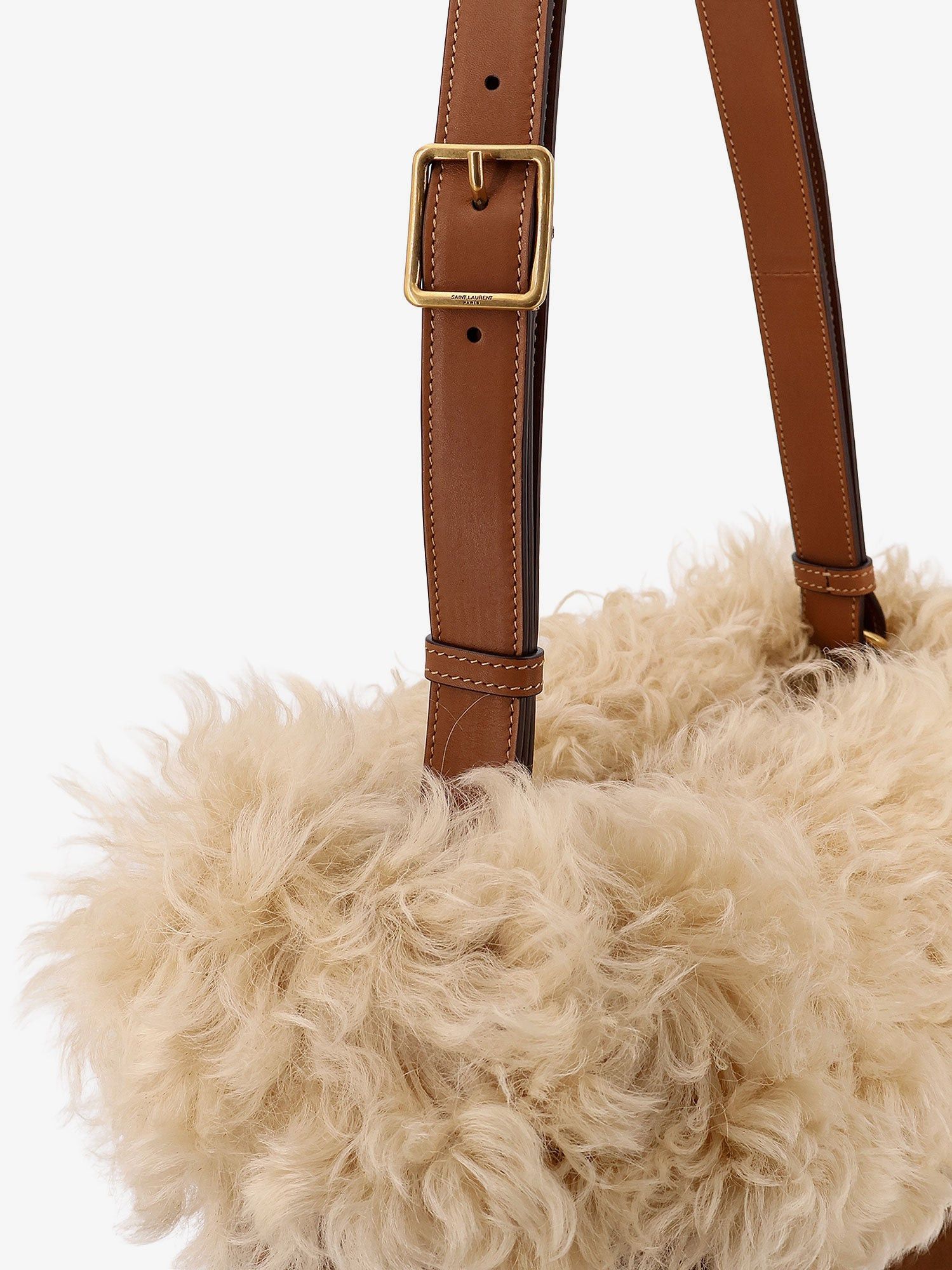 Saint Laurent Paris Suede Shoulder Bag With Shearling Profile Size ONE SIZE - 4 Thumbnail