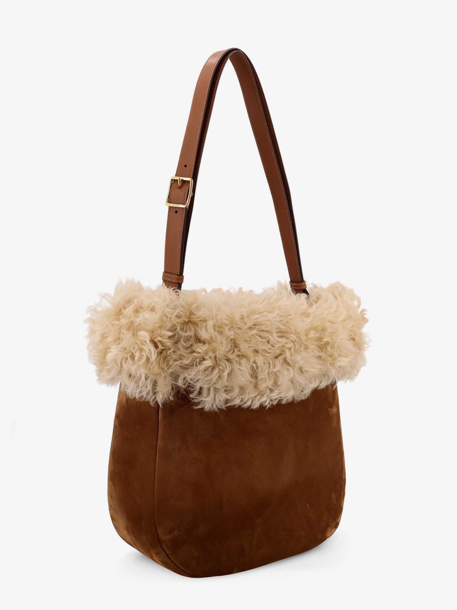 Saint Laurent Paris Suede Shoulder Bag With Shearling Profile Size ONE SIZE - 3 Thumbnail
