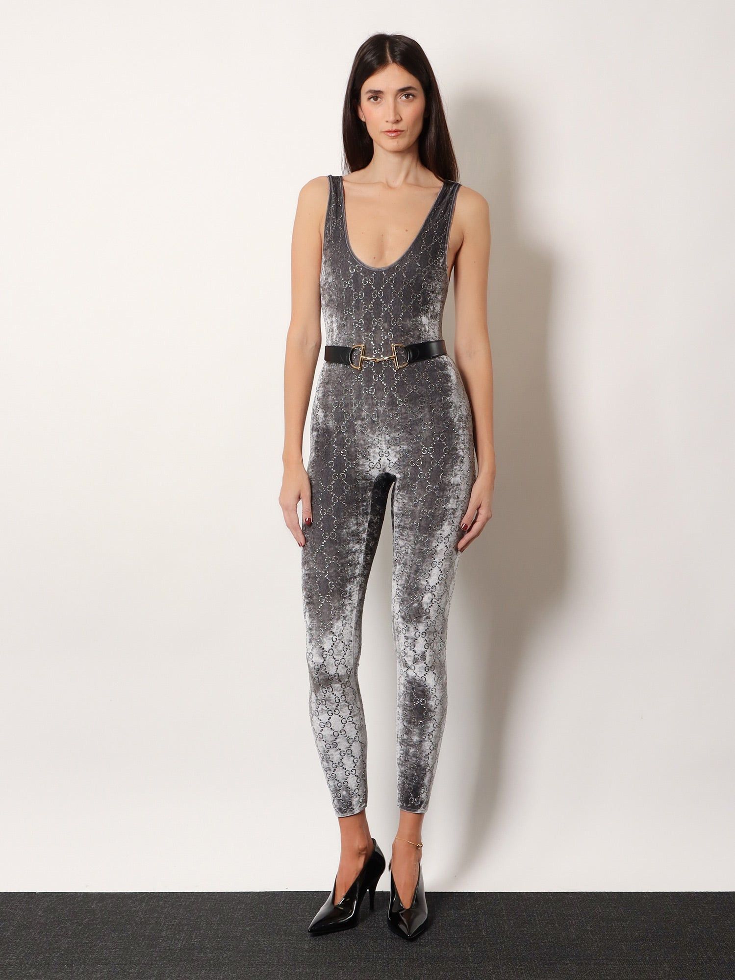 Gucci Stretch Chenille Jumpsuit With All-Over Crystals Size M / US 6-8 / IT 42-44 - 4 Thumbnail