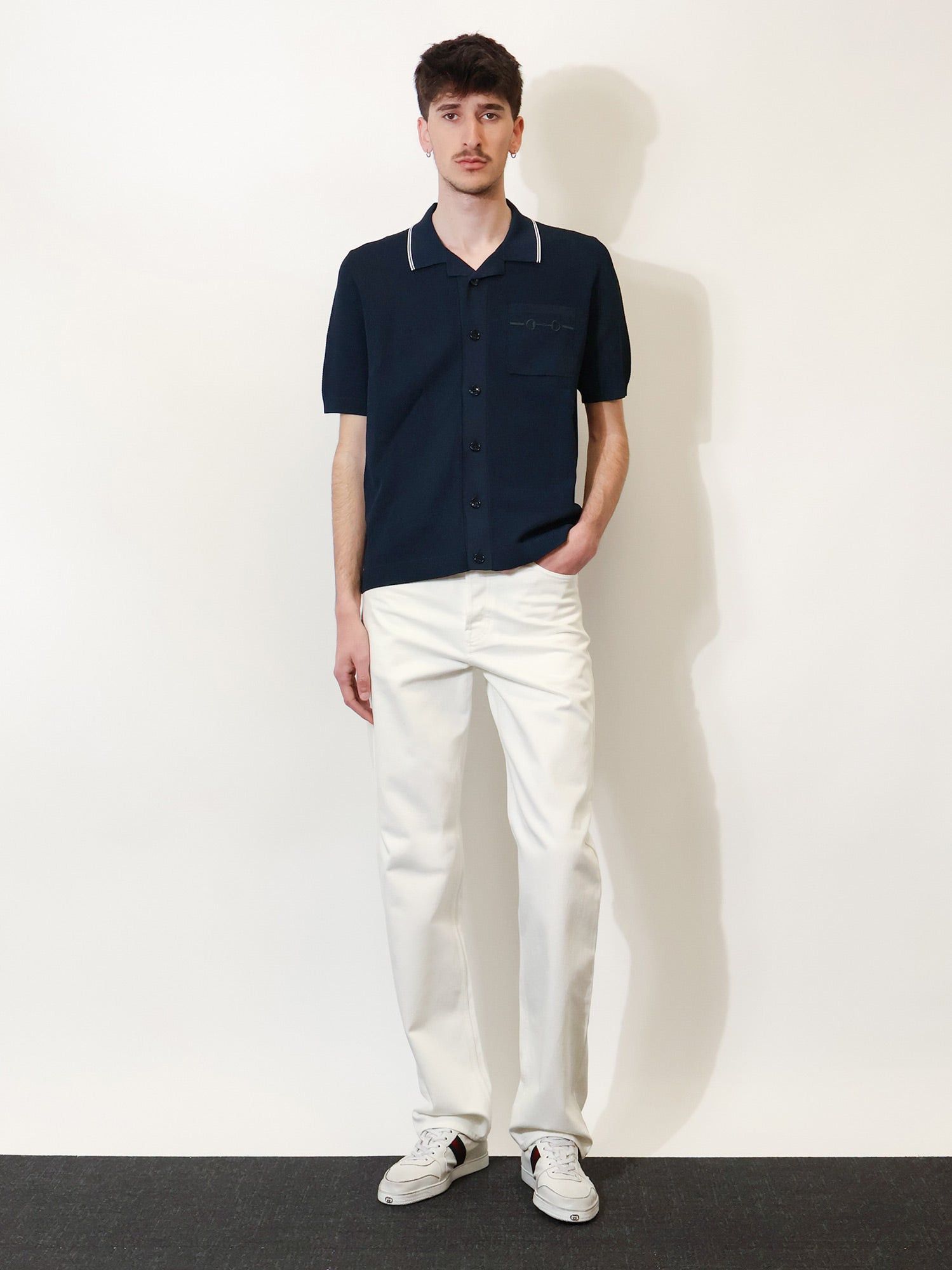Gucci Viscose Blend Polo Shirt With Front Horsebit Embroidery Size US M / EU 48-50 / 2 - 4 Thumbnail